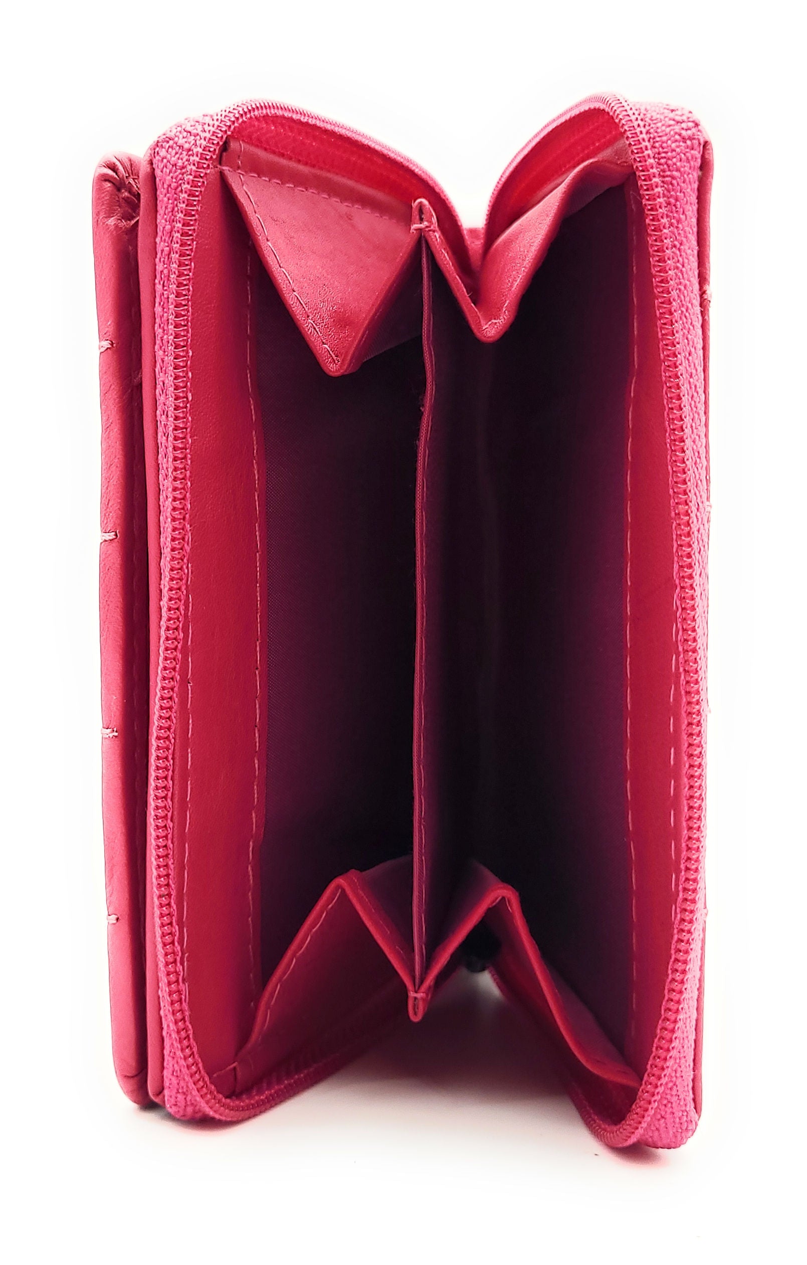 Damen Geldbörse RFID Schutz Nappaleder - Kompakt mit 6 Kartenfächern & Münzfach berry