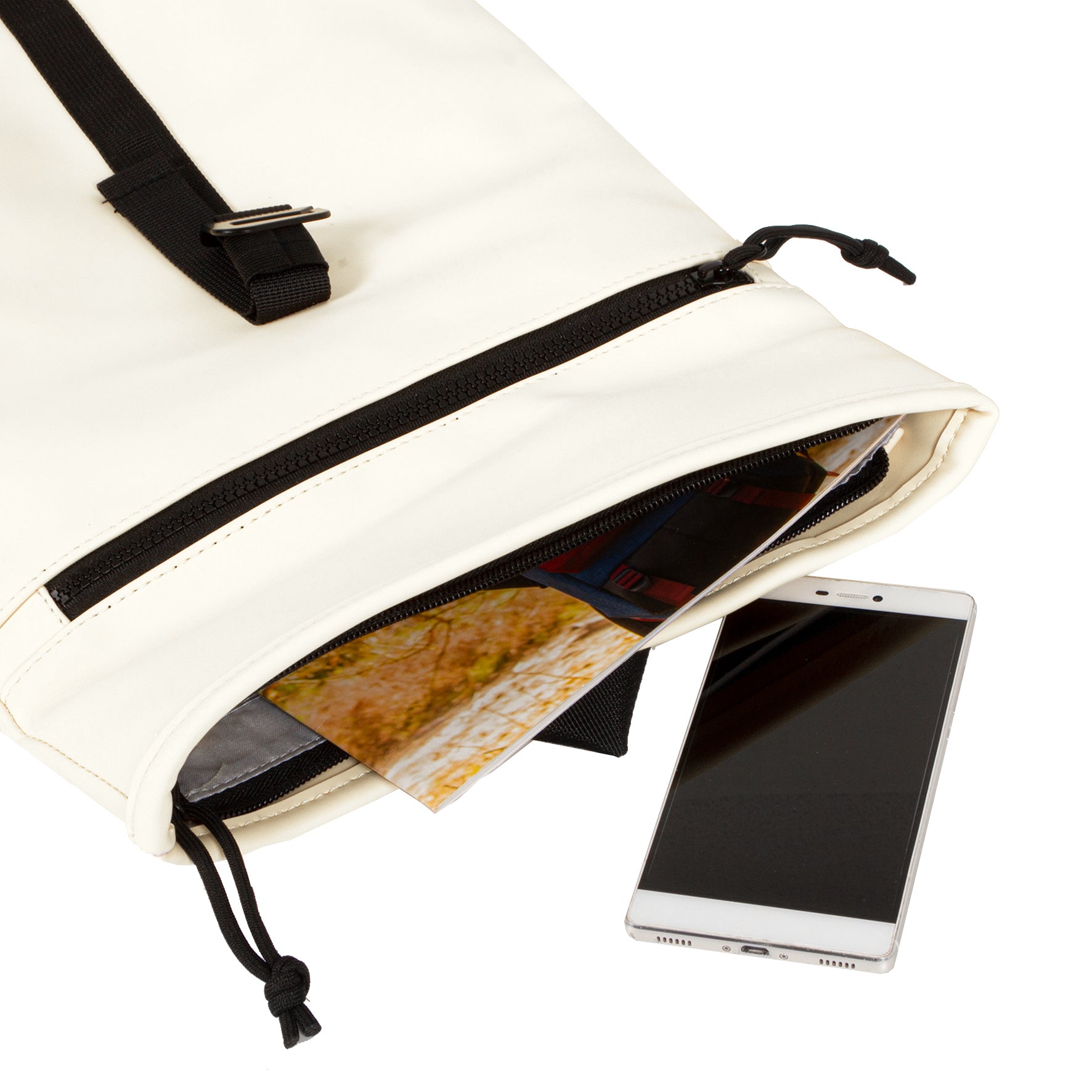 New Rebels Mart Roll Up Rolltop City Rucksack Los Angeles wasserabweisend cremeweiß