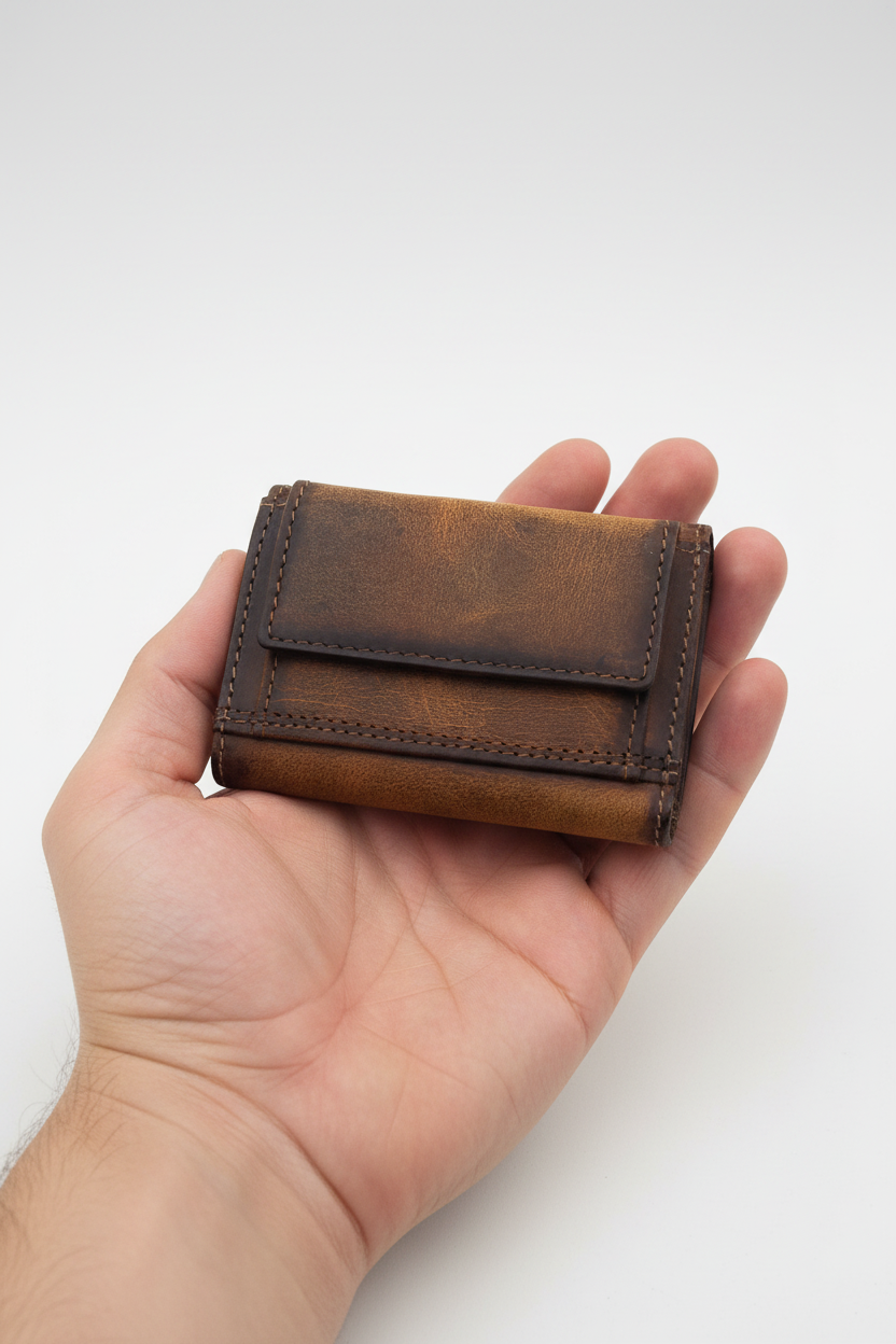 Jockey Club Mini Geldbörse Hunterleder braun - Produktbild mit RFID-Schutz