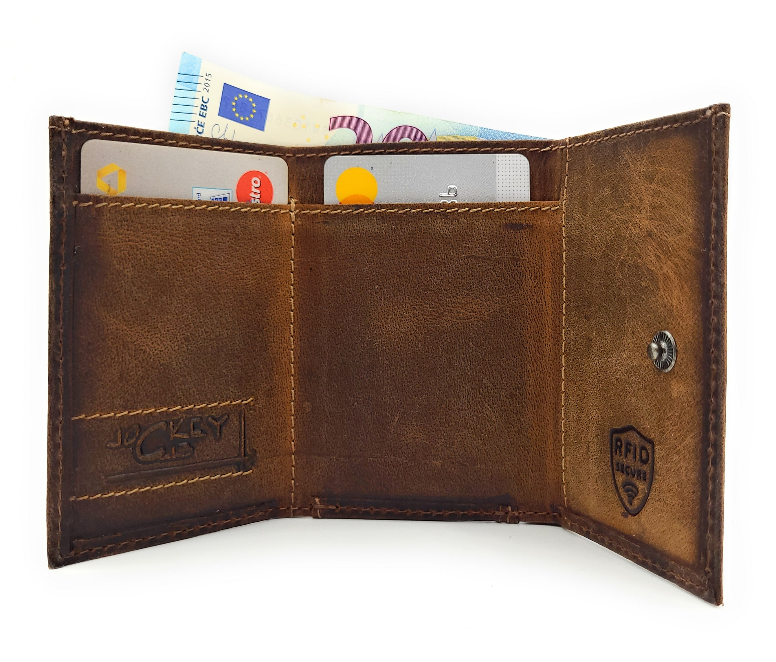 Mini Geldbörse RFID-Schutz geöffnet - Kartenfächer und Geldscheinfach