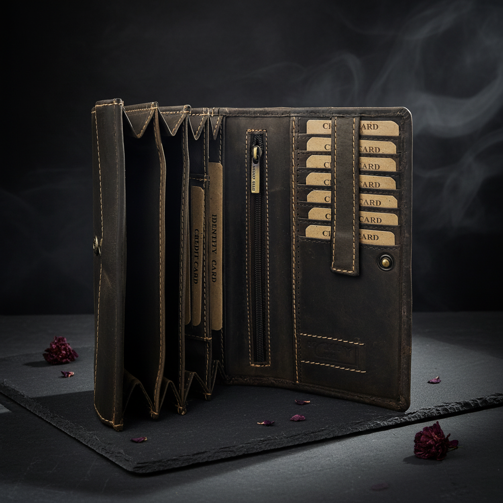 Jockey Club echt Leder Damen Geldbörse lang Hunterleder Jockey Club Toro vintage braun mit RFID Schutz