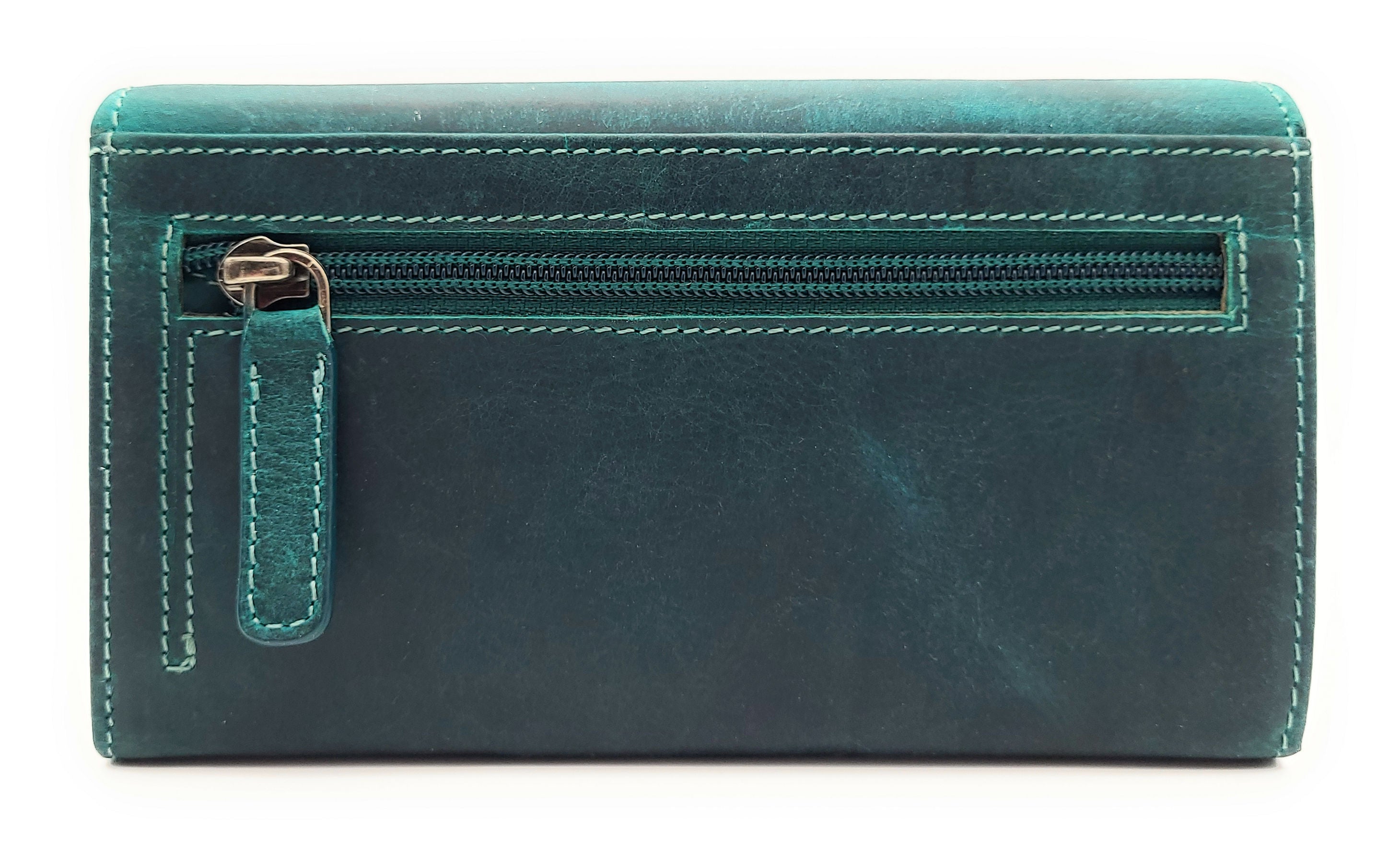 Jockey Club echt Leder Damen Geldbörse lang Hunterleder Jockey Club Toro vintage petrol mit RFID Schutz