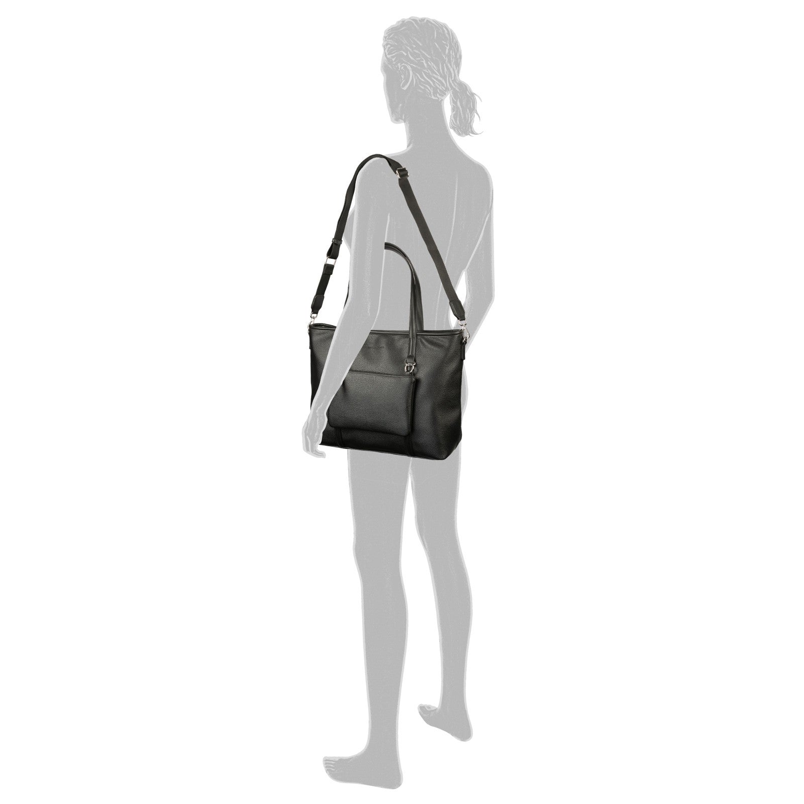 Tom Tailor Zip Shopper L Jamila – geräumige Handtasche mit 2-in-1-Funktion, abnehmbare Umhängetasche, 43,5x13x32 cm schwarz