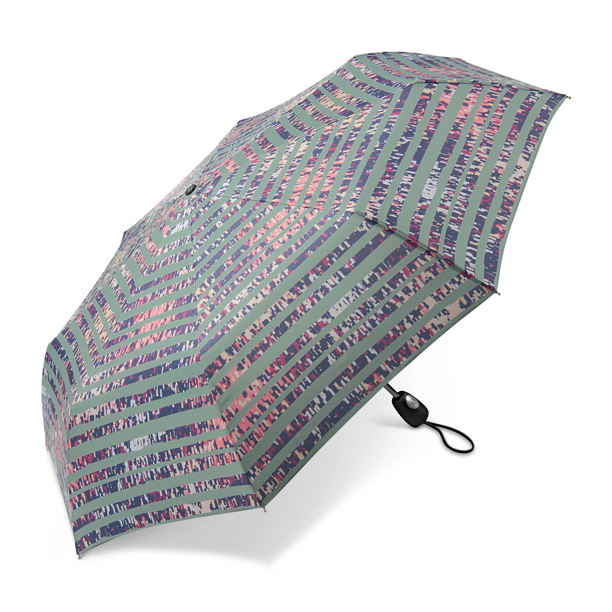 Pierre Cardin Damen Regenschirm Taschenschirm Auf-Zu Automatik jade stripe