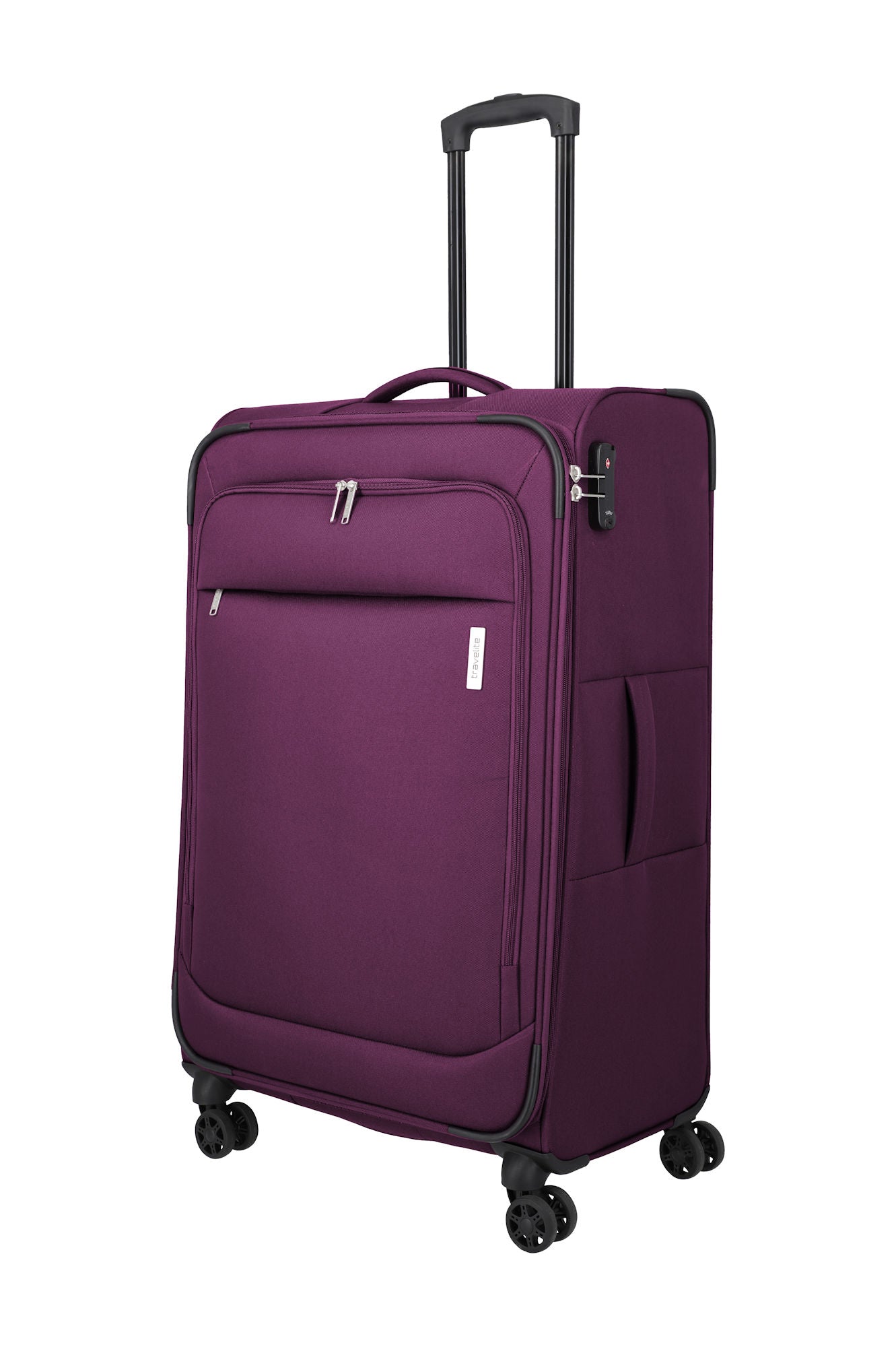 Travelite Priego Trolley L 77 cm – Großer Reisekoffer mit 4 Rollen & 90 L Volumen berry