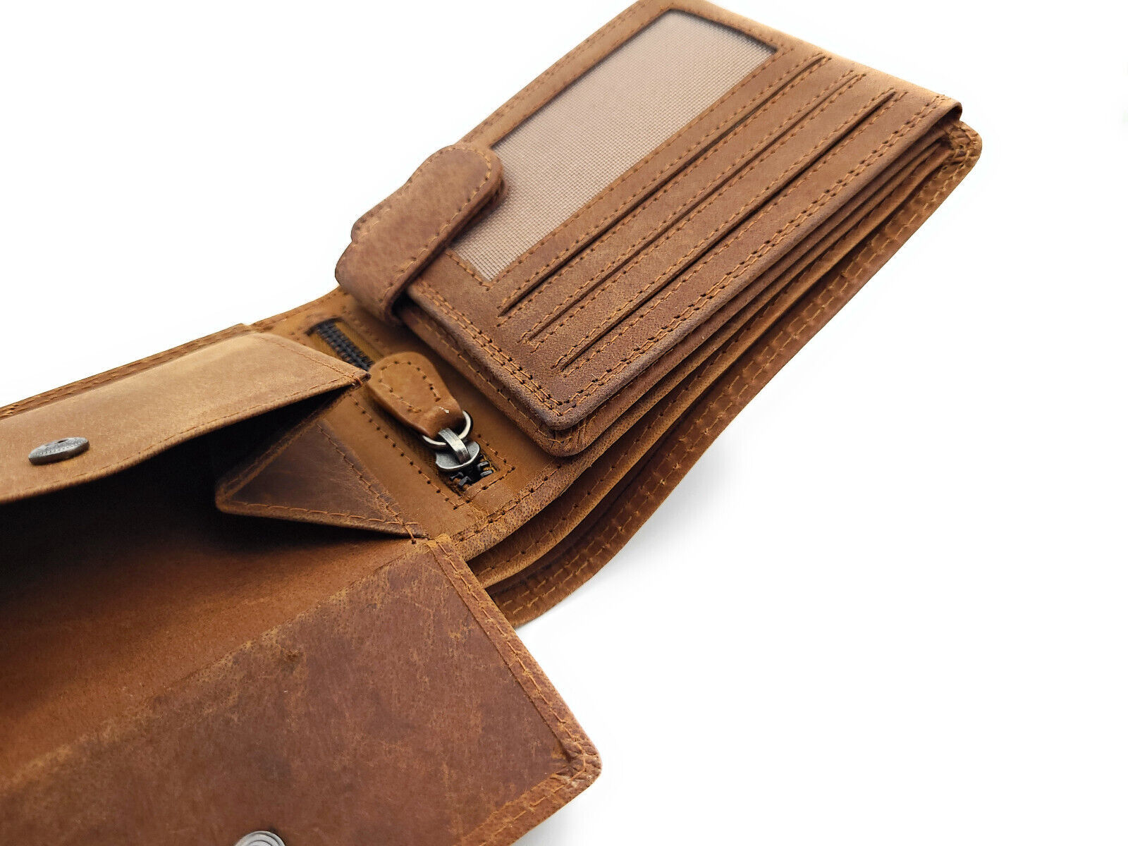 echt Leder Geldbörse Portemonnaie Geldbeutel mit RFID Schutz Anker maritim braun