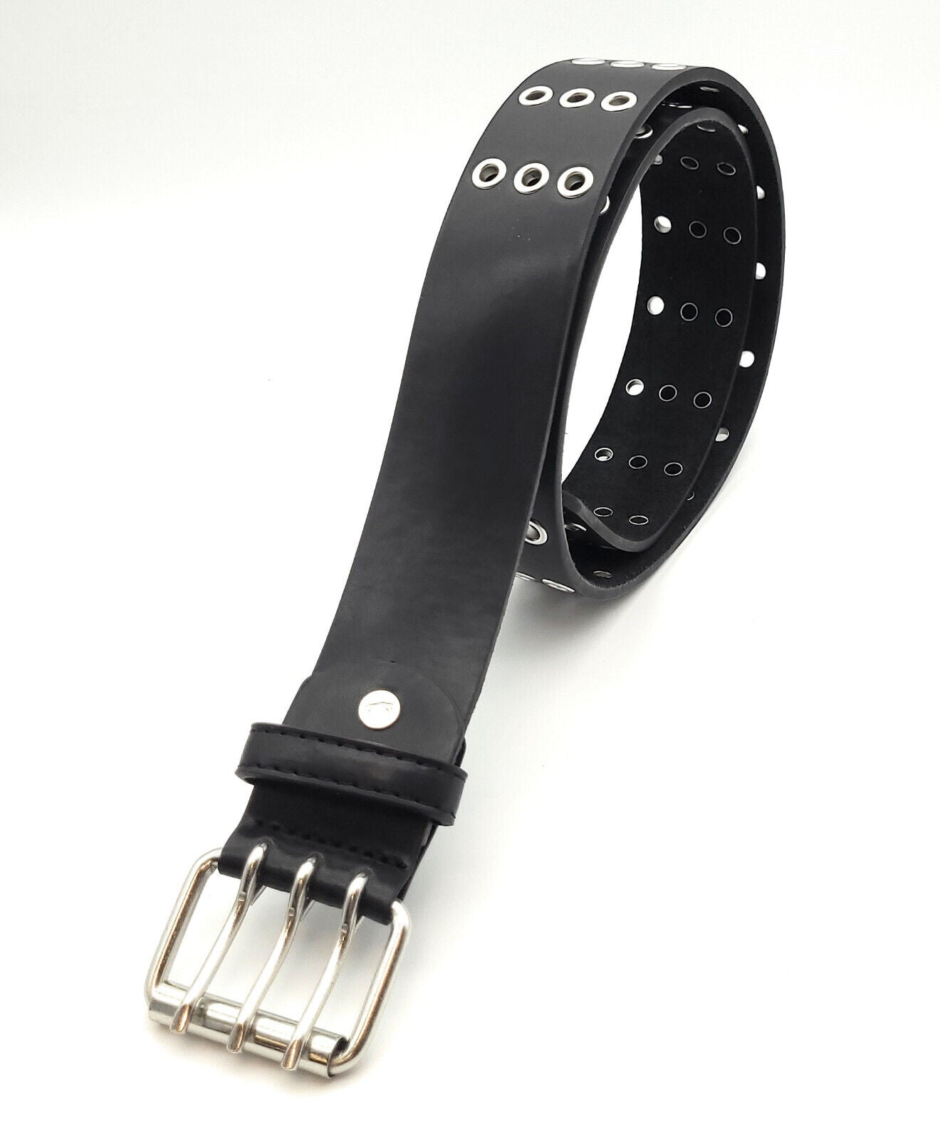 3-Loch Nietengürtel Ösen Gürtel Jeansgürtel Damen Herren echt Leder & PU 105cm (90cm Bundweite)