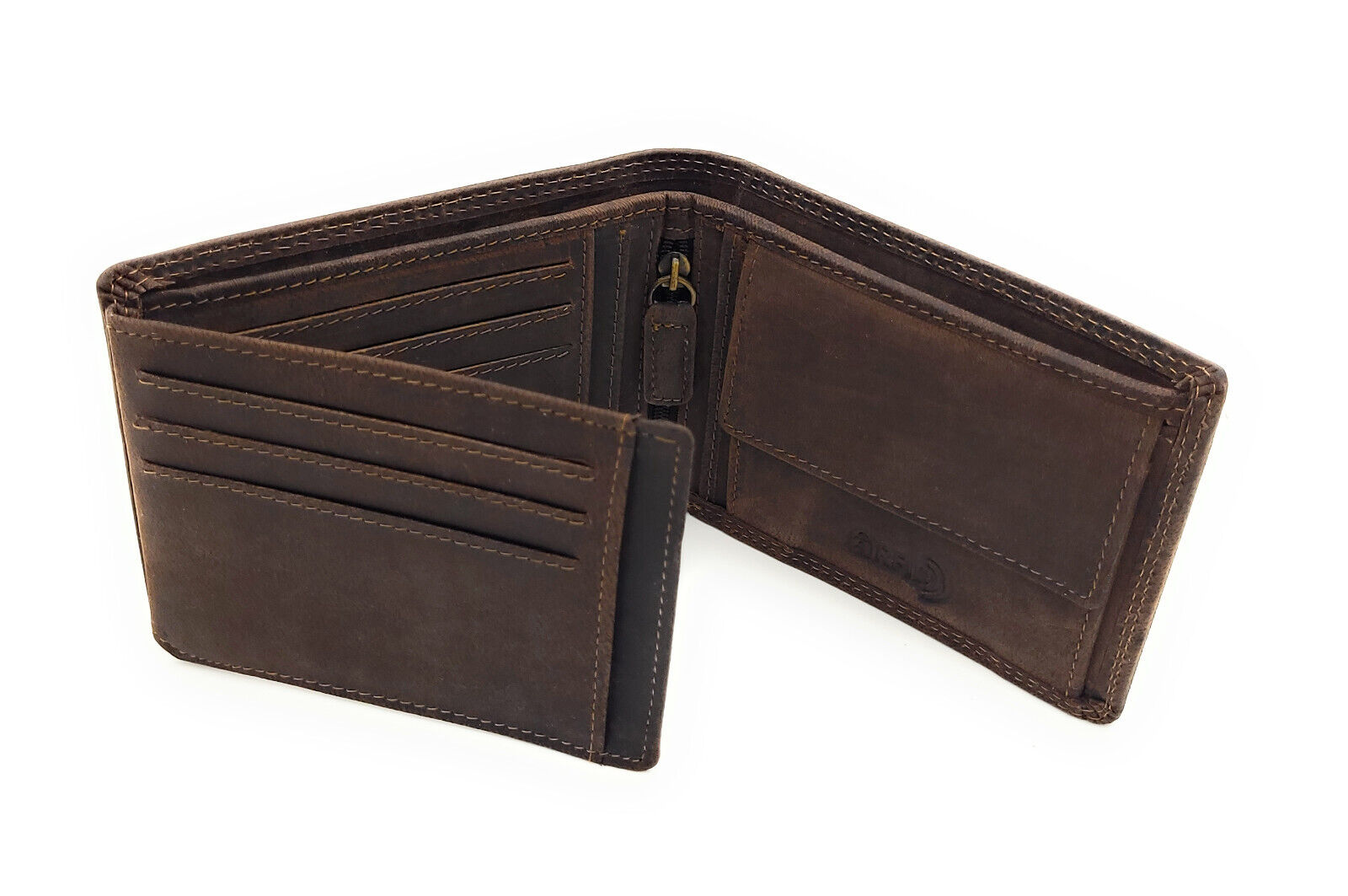 Jockey Club Basic echt Leder Geldbörse Portemonnaie Geldbeutel Hunterleder RFID Schutz dunkel-braun