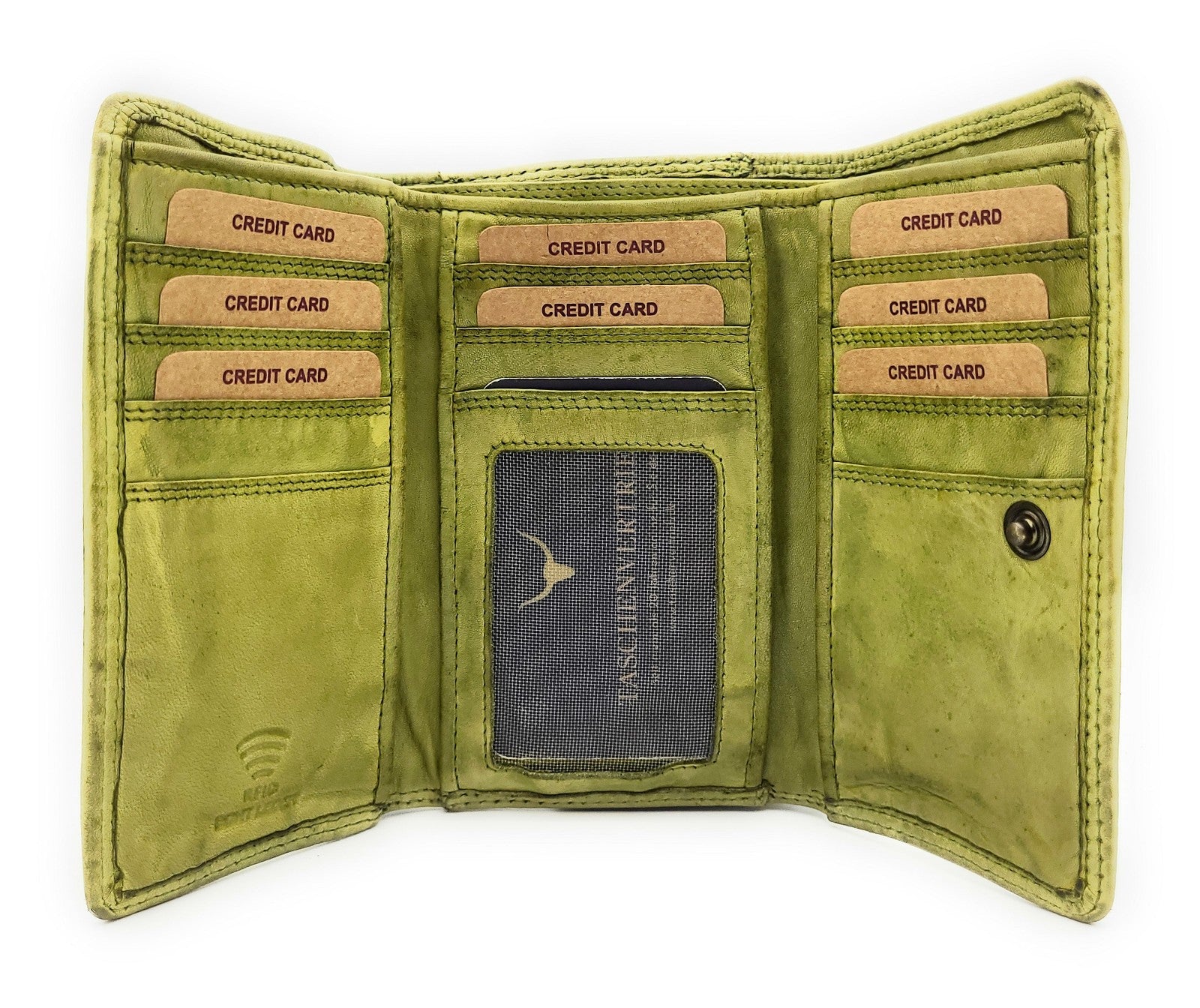 Hill Burry echt Leder Damen Geldbörse Portemonnaie mit RFID Schutz gewaschenes Rindleder hellgrün