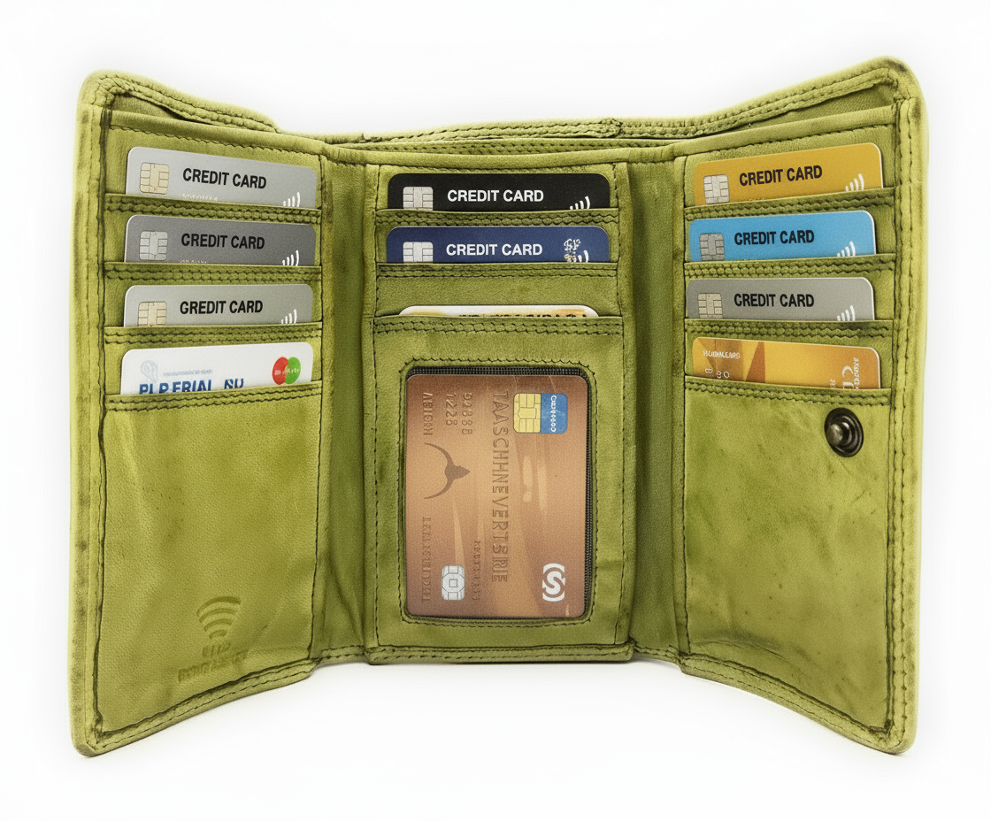 Hill Burry echt Leder Damen Geldbörse Portemonnaie mit RFID Schutz gewaschenes Rindleder hellgrün