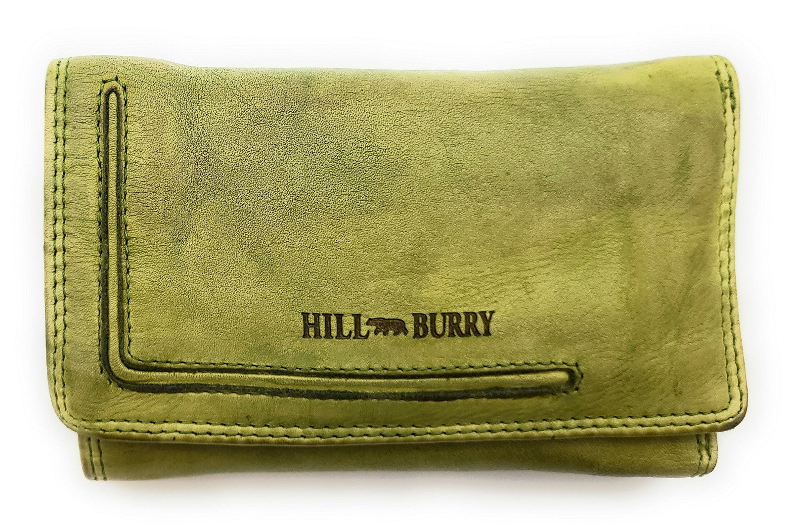 Hill Burry echt Leder Damen Geldbörse Portemonnaie mit RFID Schutz gewaschenes Rindleder hellgrün