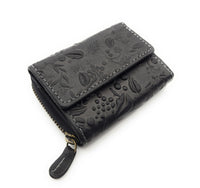 Hill Burry Mini echt Leder Damen Geldbörse Portemonnaie RFID NFC Schutz floral schwarz