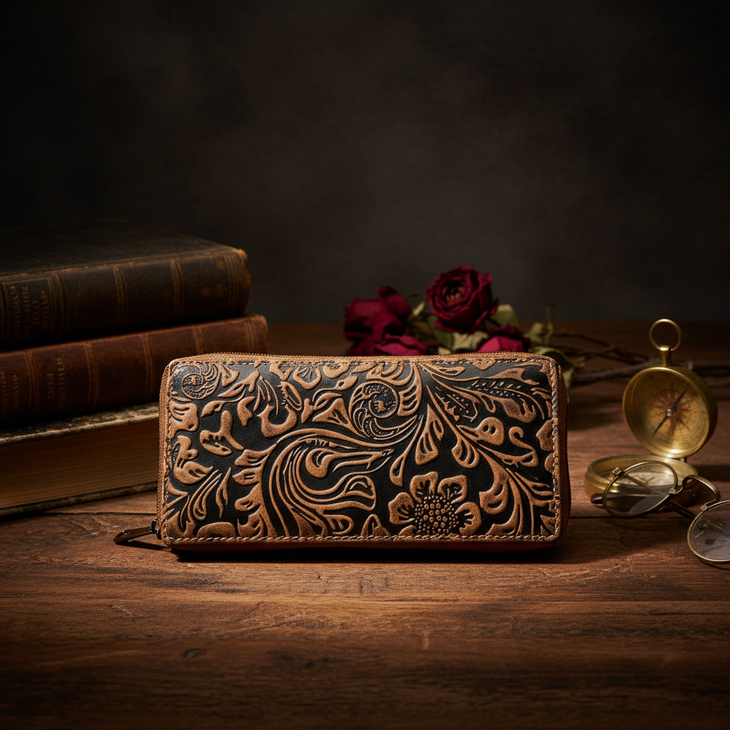 Jockey Club echt Leder Damen Reißverschluss Geldbörse Portemonnaie mit RFID Schutz cognac braun