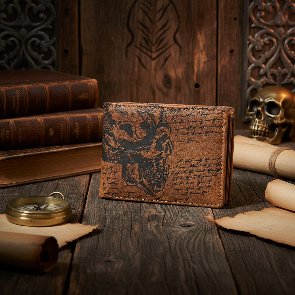 Jockey Club echt Leder Geldbörse Hunterleder Portemonnaie Totenkopf Schädel Skull mit RFID Schutz