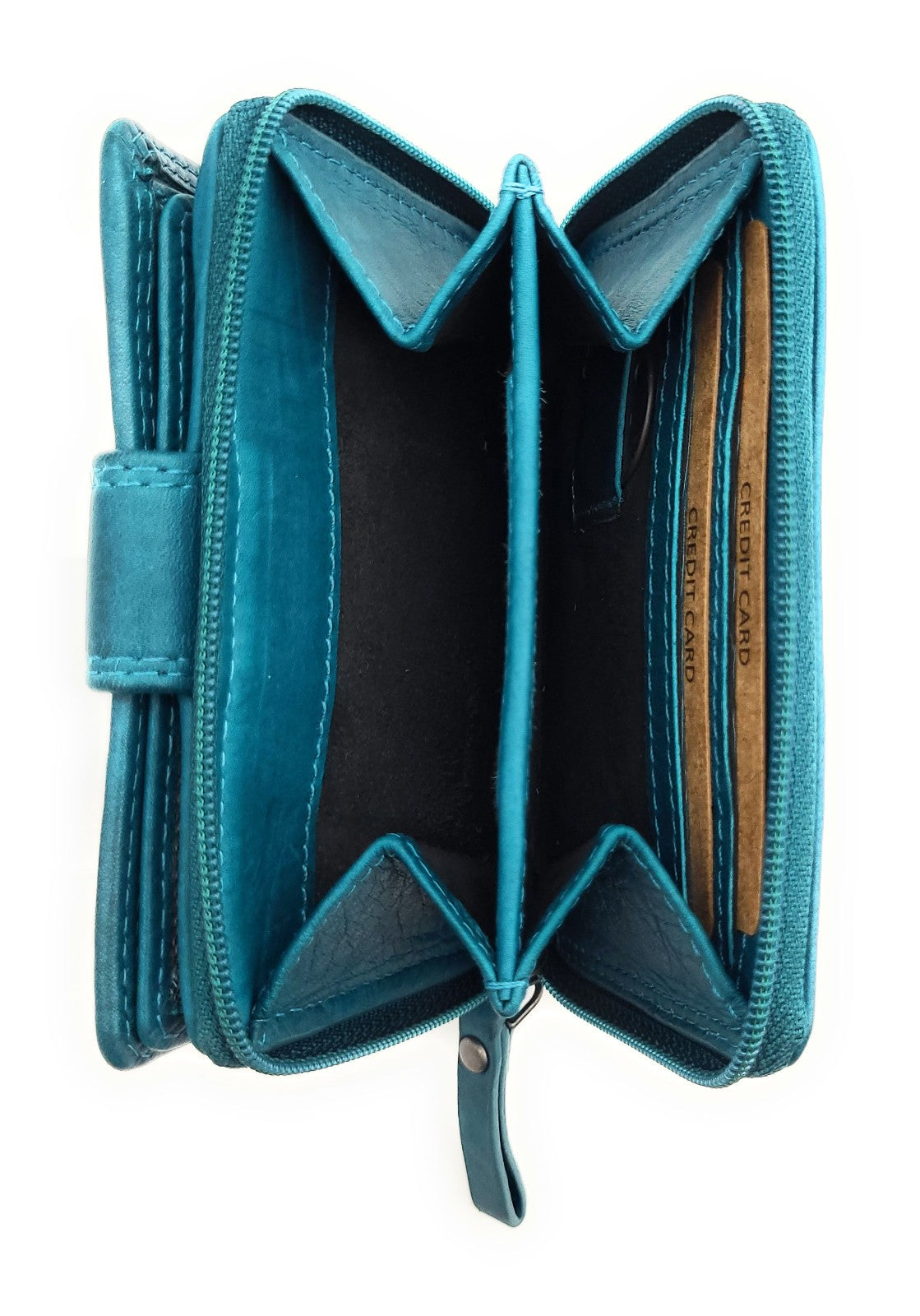 Jockey Club echt Leder Geldbörse Portemonnaie Geldbeutel Sauvage mit RFID Schutz Schmetterling petrol