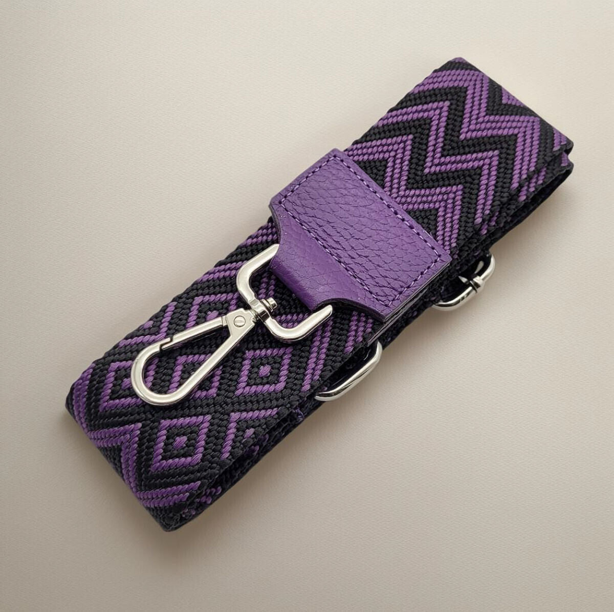 Ersatz Taschengurt Schultergurt Tragegurt Schulterriemen 5cm made in Italy schwarz lila Echtleder Enden