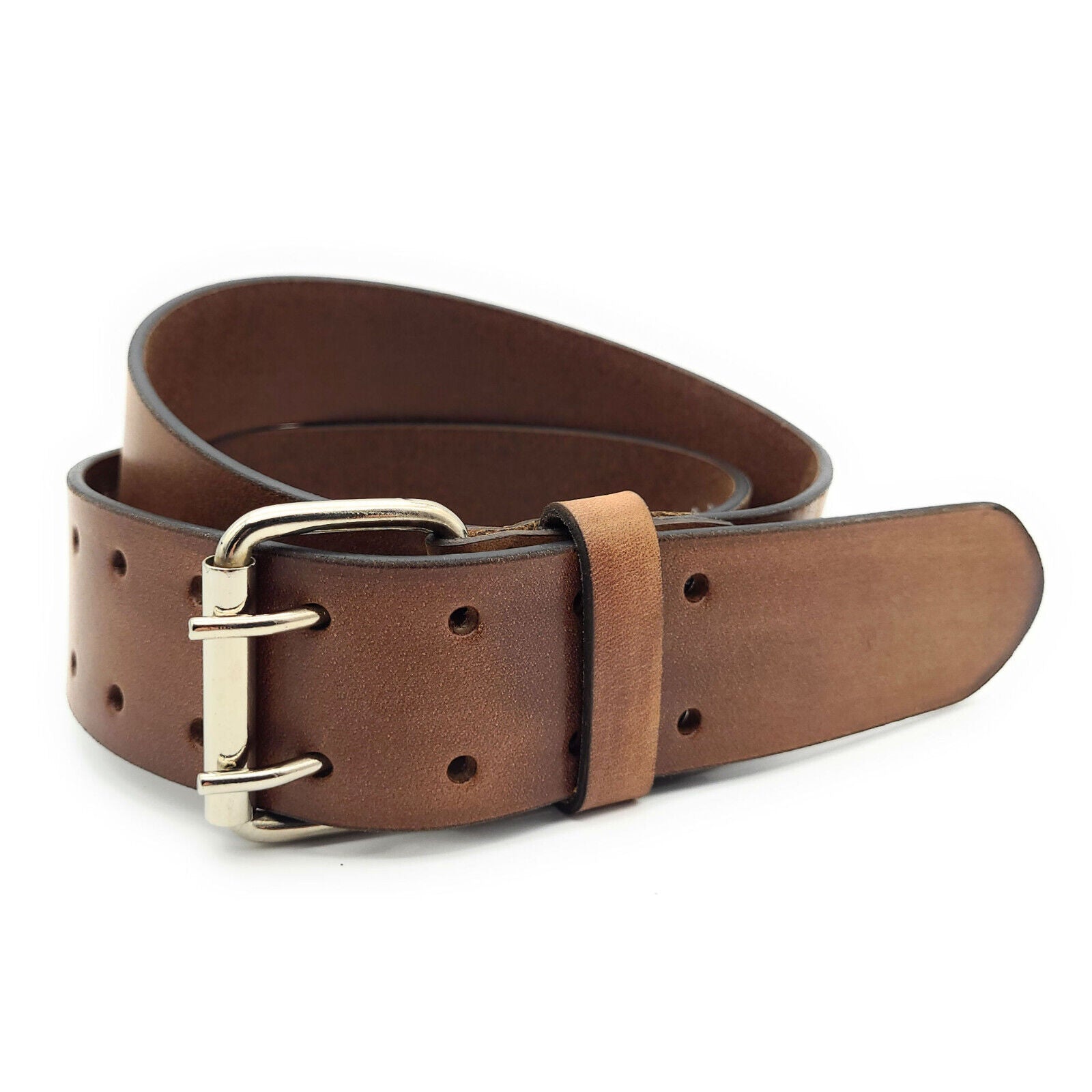 Arbeitergürtel / Handwerkergürtel aus Büffelvollleder – 50 mm breit, 10-fach Lochung, doppelte Dornschließe, kürzbar, 95 cm Bundweite