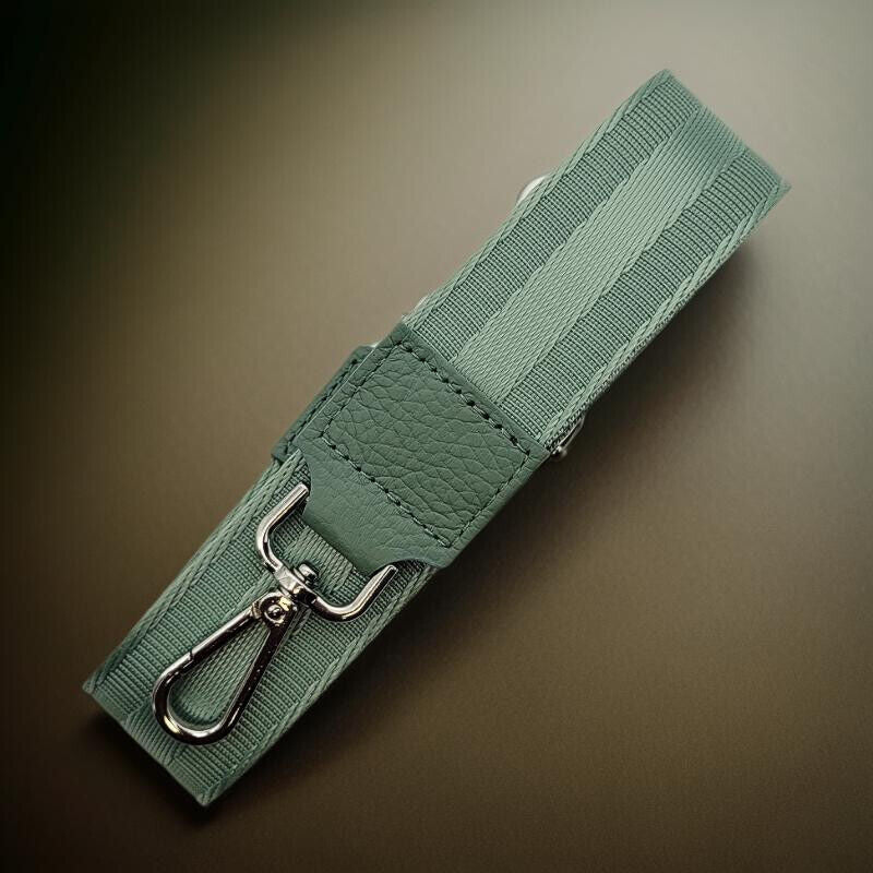 Ersatz Taschengurt Schultergurt Tragegurt Schulterriemen 4cm made in Italy grün silber