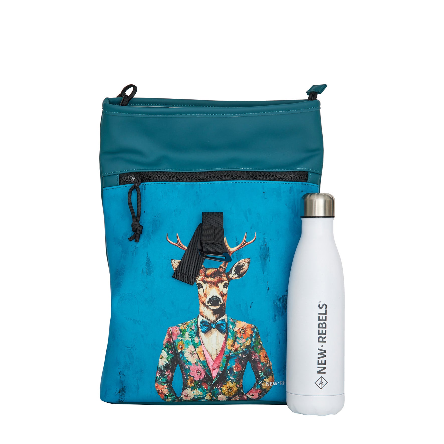 New Rebels Rolltop Cityrucksack Los Angeles – Stylischer Rolltop Rucksack mit Hirsch-Design, Wasserabweisend & Praktisch