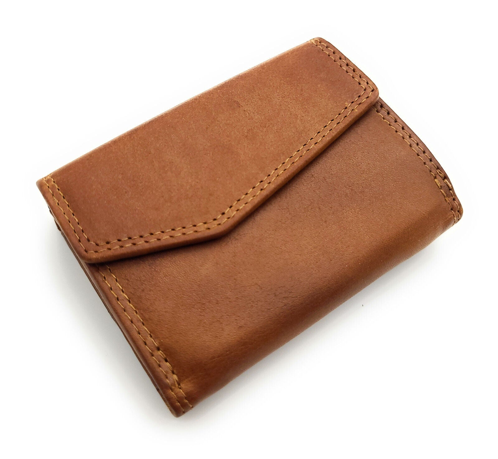 Jockey Club kleine kompakte echt Leder Geldbörse Wendebörse mit RFID Schutz cognac