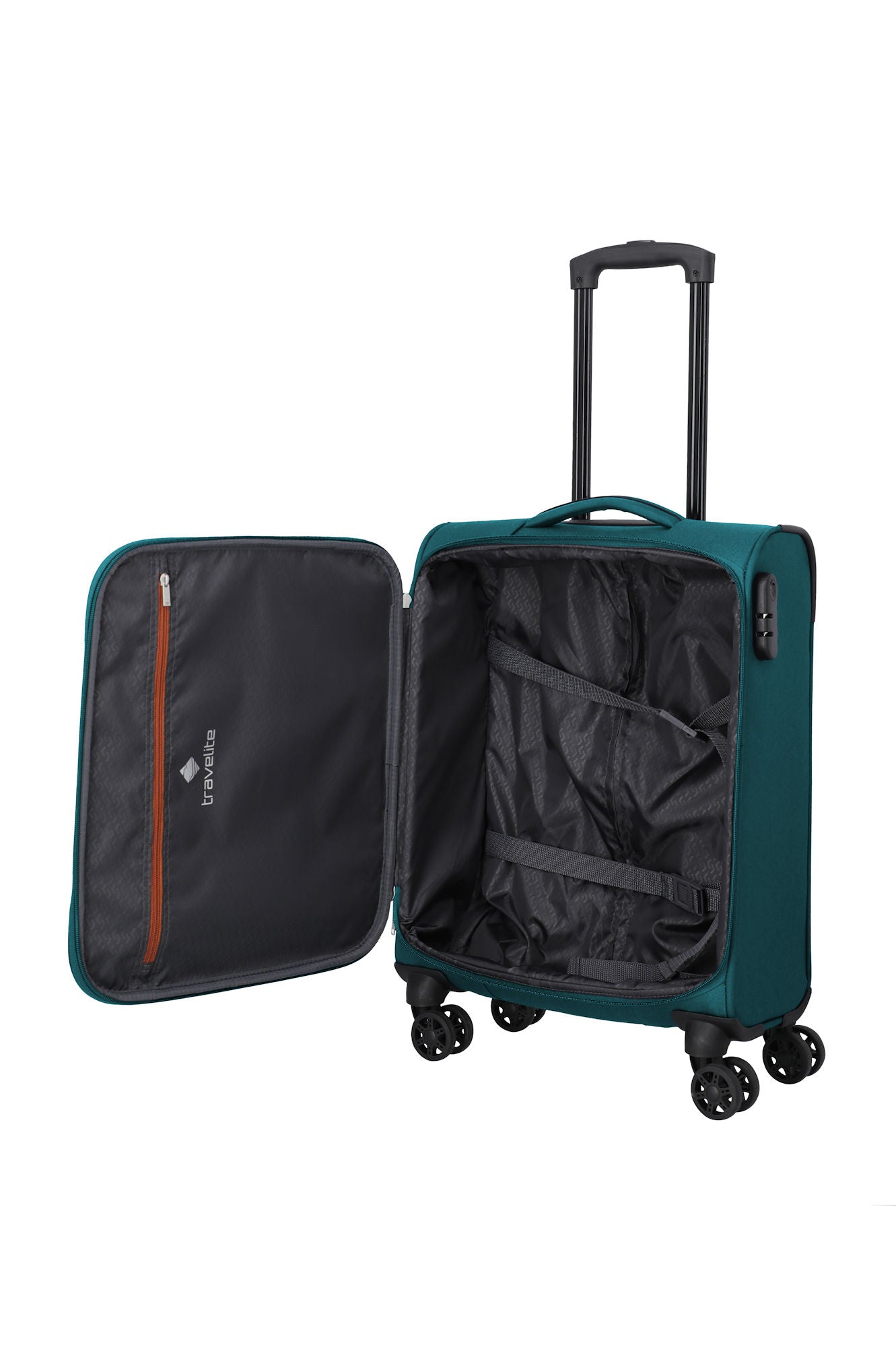 Travelite Priego Trolley S 55 cm – Leichter Handgepäck Koffer mit 4 Rollen & Zahlenschloss petrol