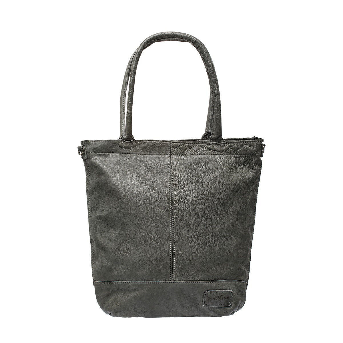echt Leder Damen Shopper Handtasche Lederhenkel und abnehmbarer Schultergurt Amber grau