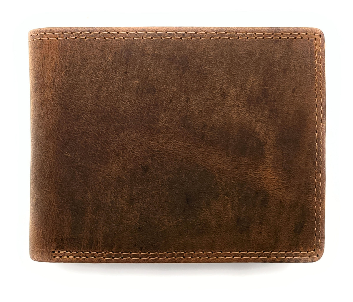 Lemasi robustes Hunterleder Portemonnaie Geldbörse RFID Blocker 16 Fächer Unisex braun