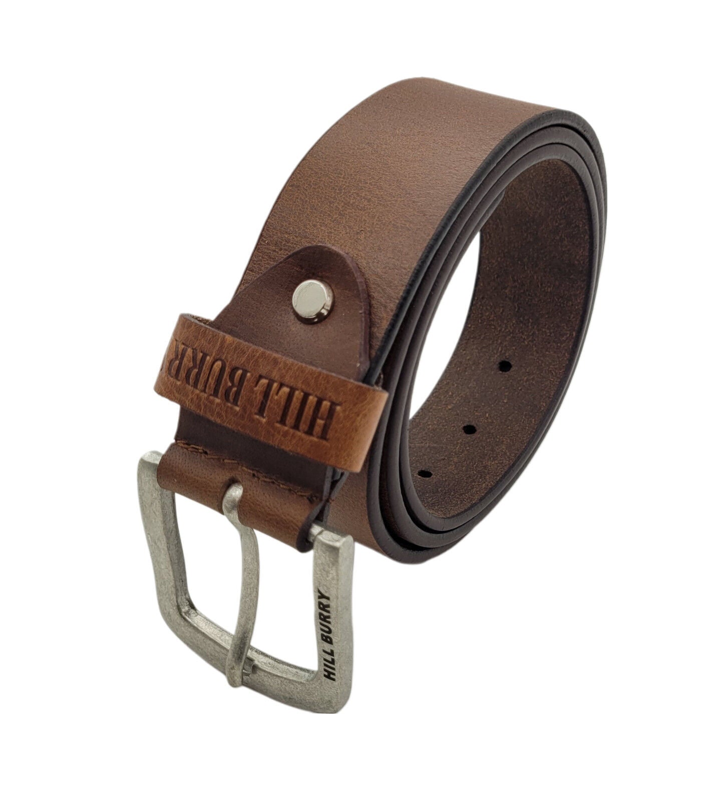 Hill Burry echt Leder Herren Gürtel 115cm (Taille) 40mm breit kürzbar Vollleder braun