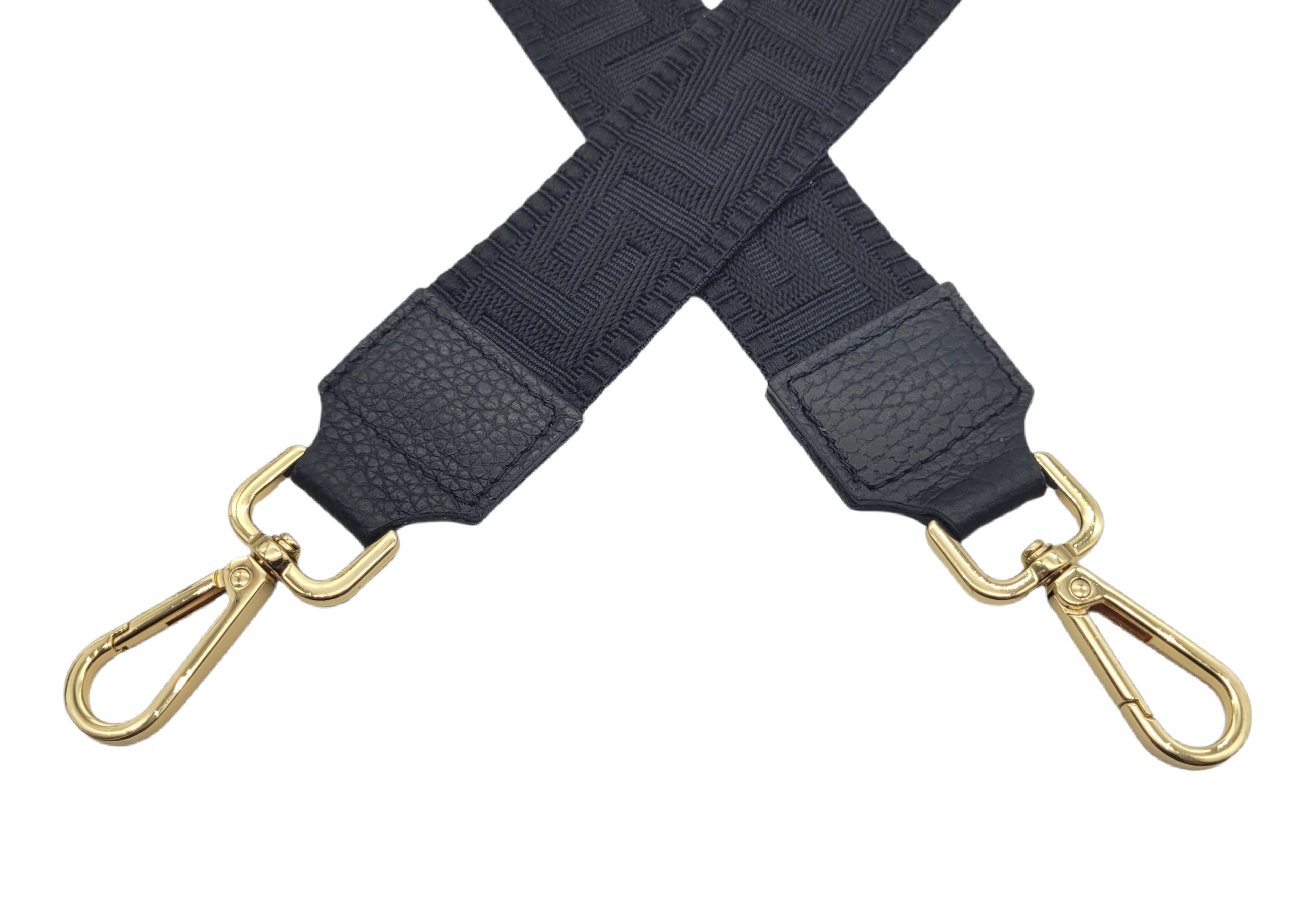 Ersatz Taschengurt Schultergurt Tragegurt Schulterriemen 4cm made in Italy schwarz gold