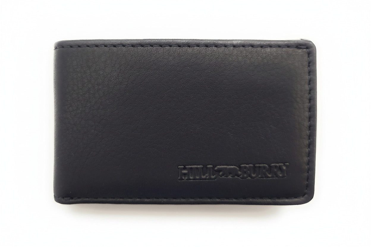 Hill Burry Mini Geldbörse aus Rindleder – RFID Schutz, 6 Kartenfächer & Münzfach schwarz