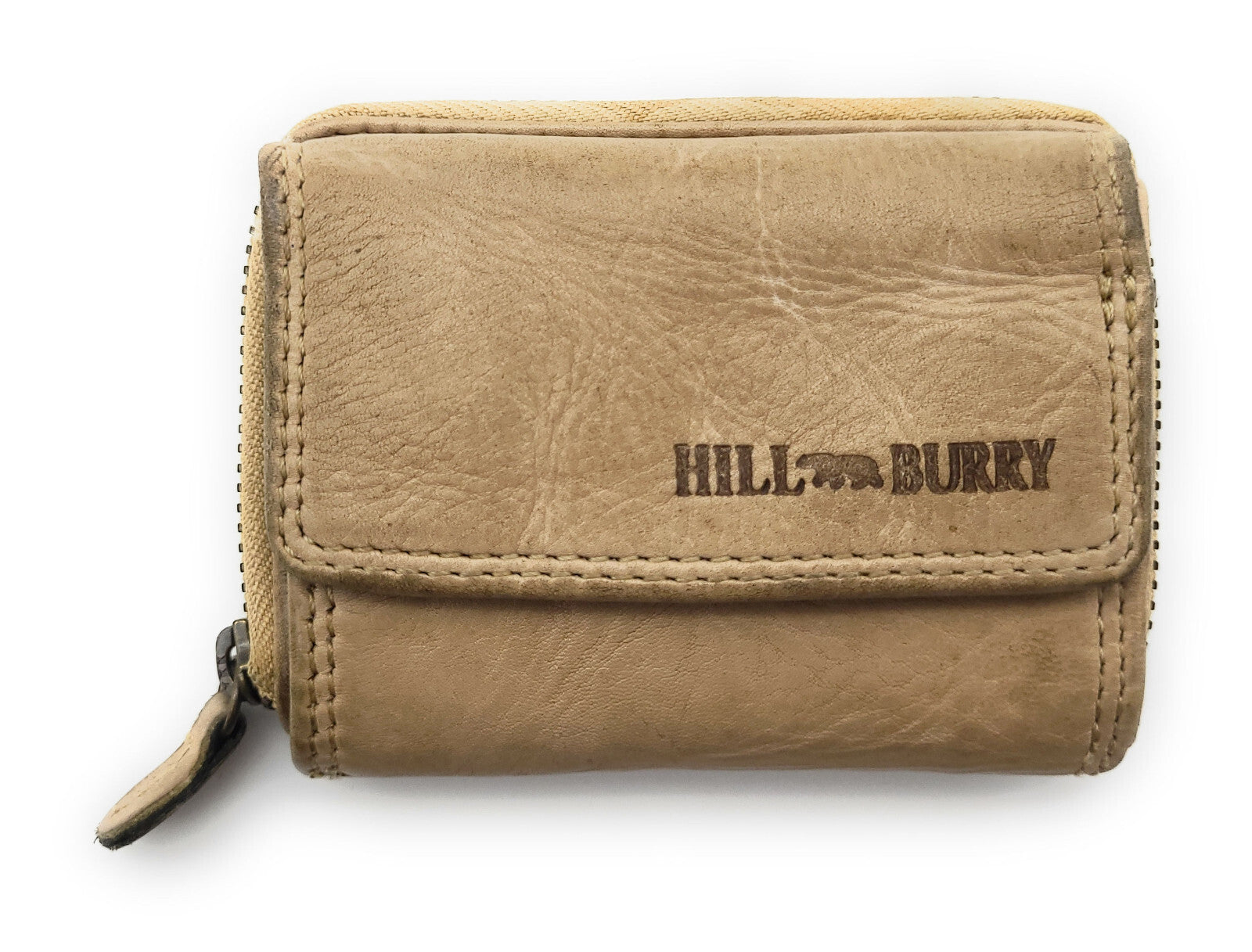 Hill Burry Mini echt Leder Damen Geldbörse Portemonnaie RFID Schutz Waschleder taupe