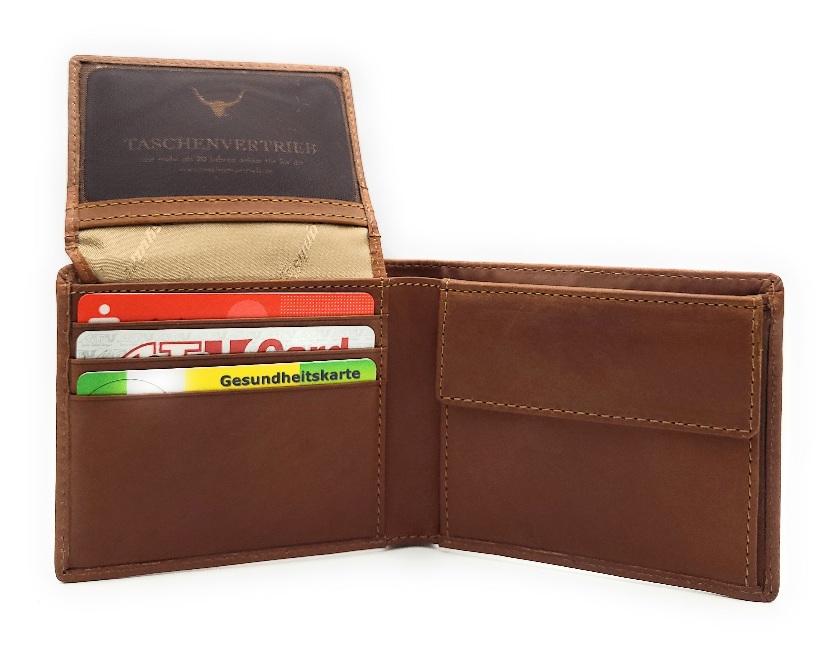 Esquire kompakte echt Leder Geldbörse Portemonnaie mit RFID Schutz "Dallas" braun