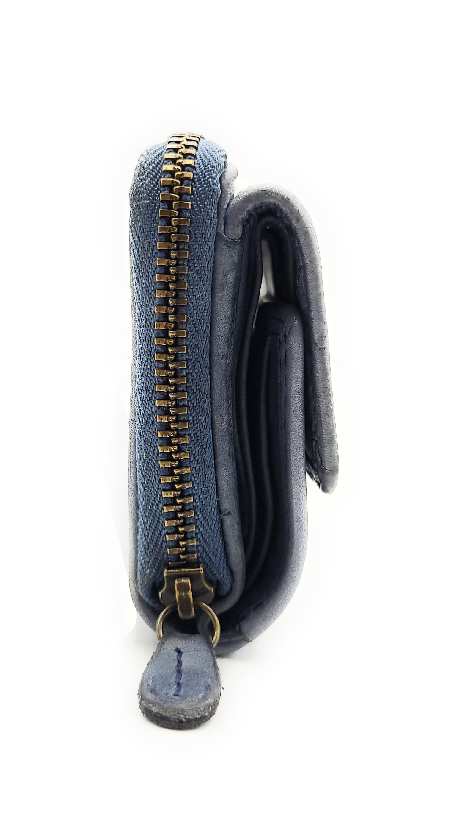 Hill Burry echt Leder Damen Mini Geldbörse Portemonnaie RFID Schutz Waschleder blau