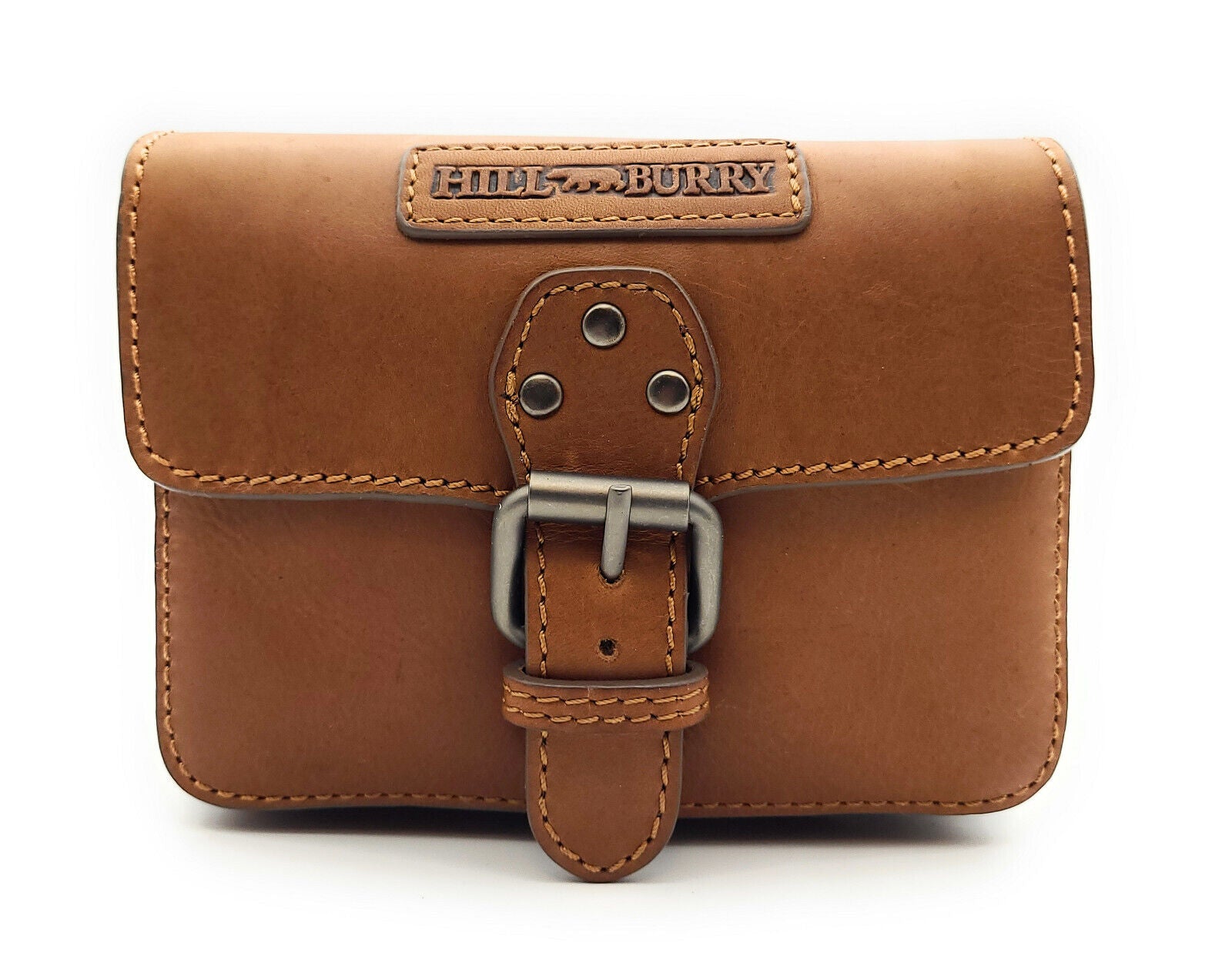 Hill Burry echt Leder Gürteltasche Bikertasche Hüfttasche Bauchtasche Doppelfach braun