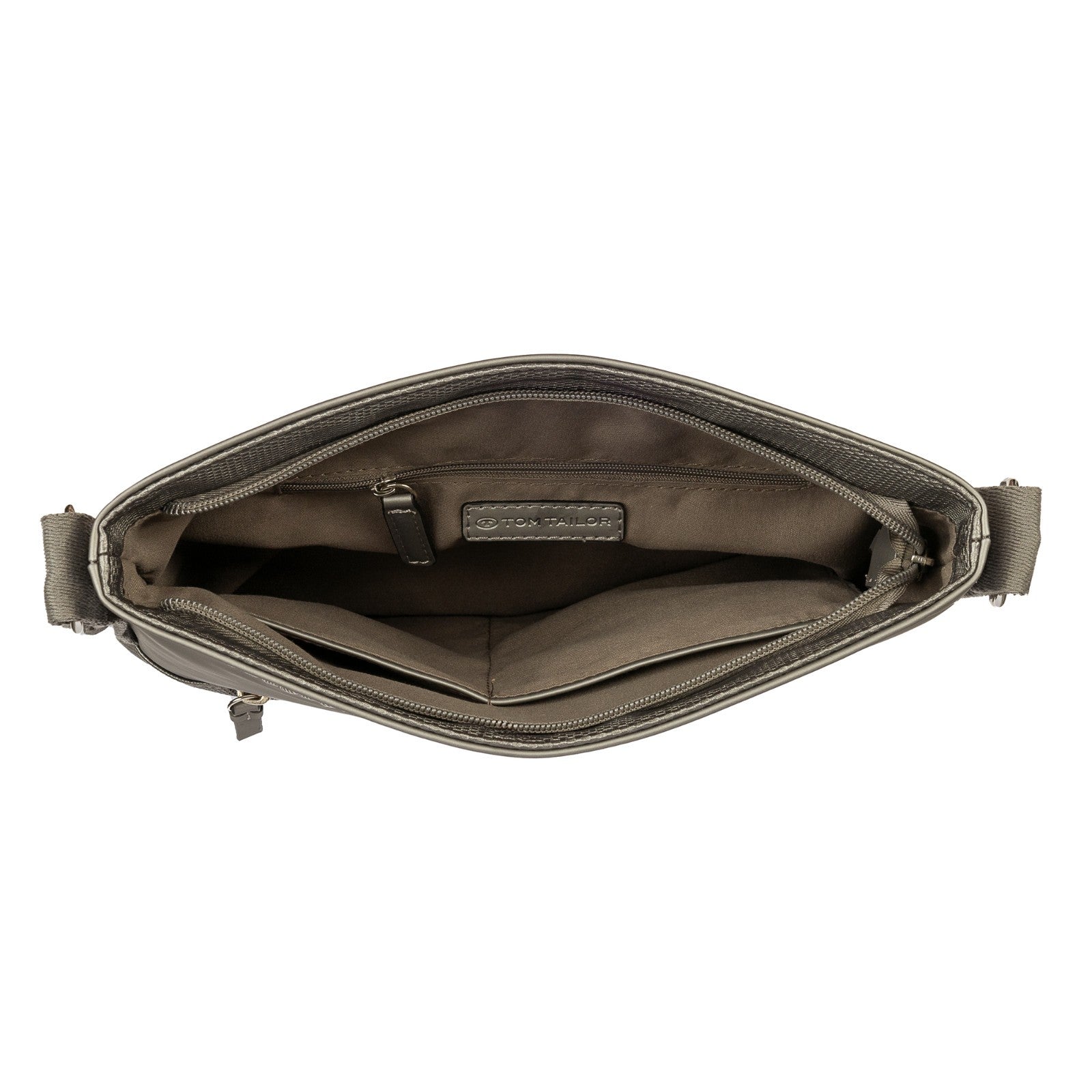 Tom Tailor Umhängetasche Erin Damen – mittelgroß 30x9x30 cm – 6 Fächer – Schultertasche casual Style Handtasche metallic grey