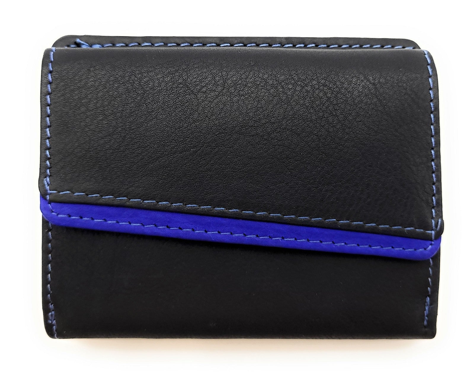 Jockey Club Mini Geldbörse aus Rindleder – Bicolor Lederbörse mit Kontrastnaht, Kartenfächern, Münzfach mit Chipfach, weich & kompakt, 80x95mm