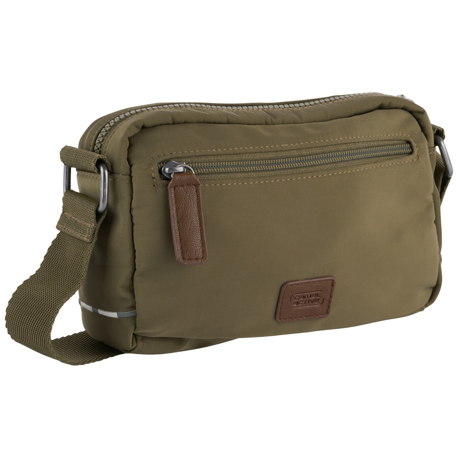 camel active Aurum Camera Bag Umhängetasche recyceltes Nylon 23cm, abwaschbar, Schulterriemen, khaki