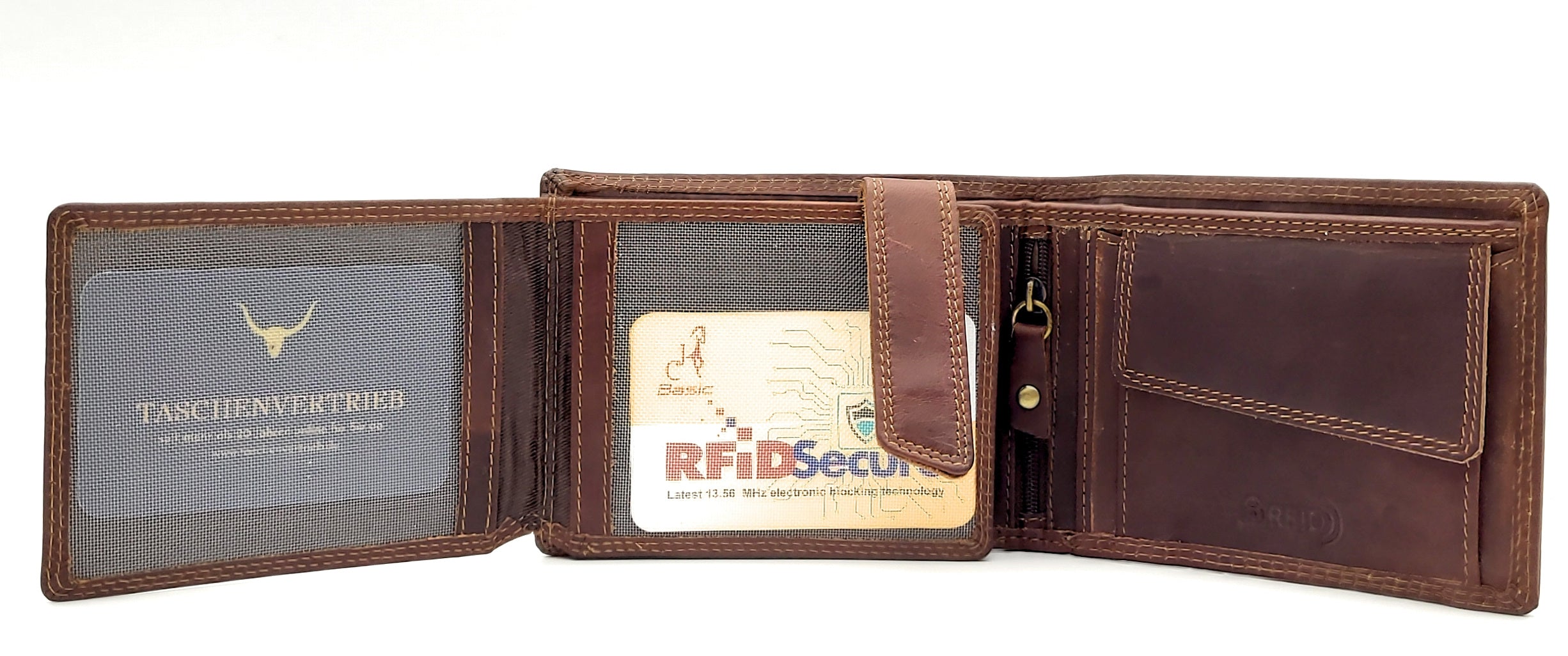 Jockey Club Basic echt Büffel Voll-Leder Geldbörse Portemonnaie Geldbeutel RFID NFC Schutz antik braun