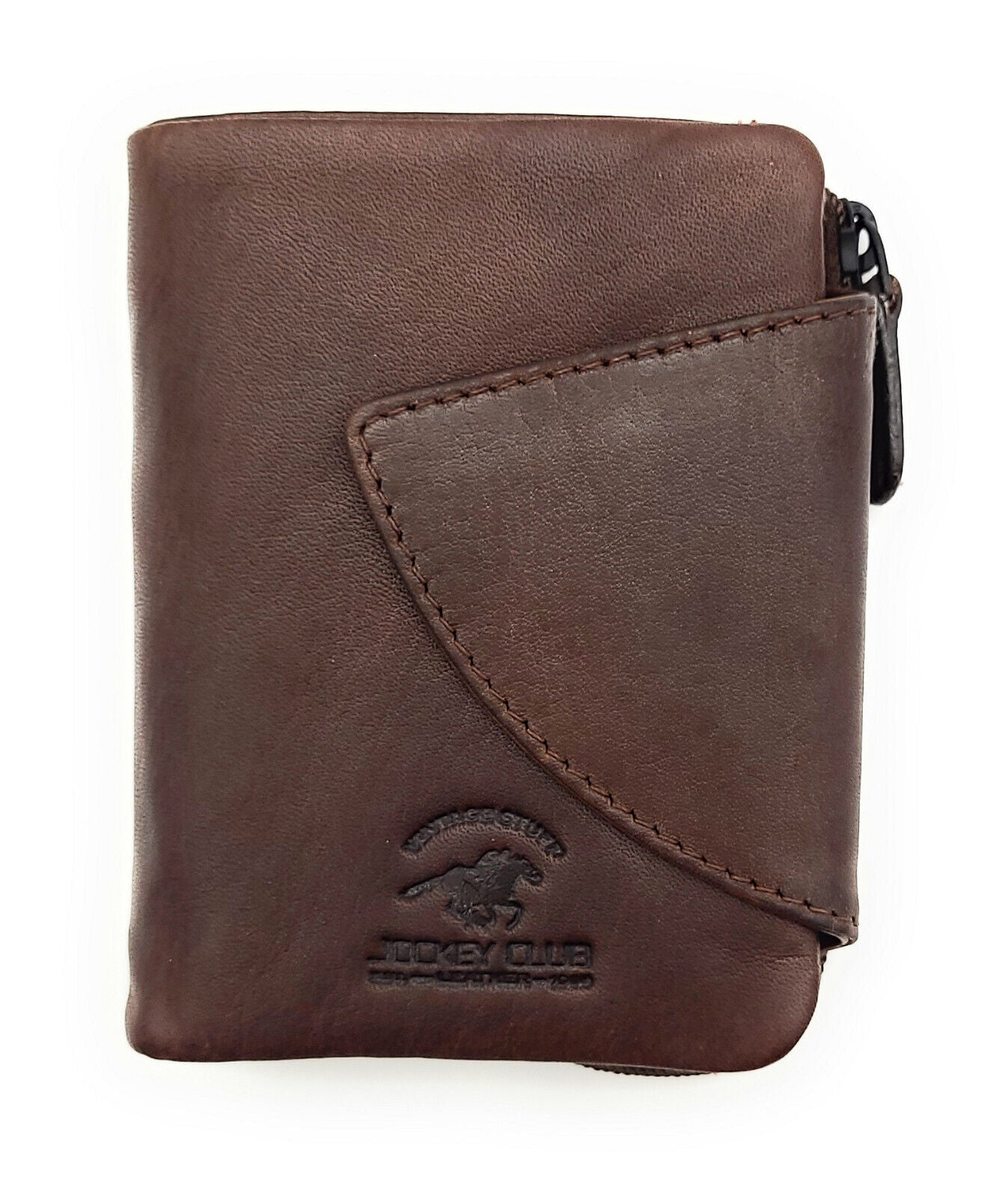 Jockey Club kleine echt Leder Geldbörse Portemonnaie mit RFID Schutz gewachstes Rindleder braun