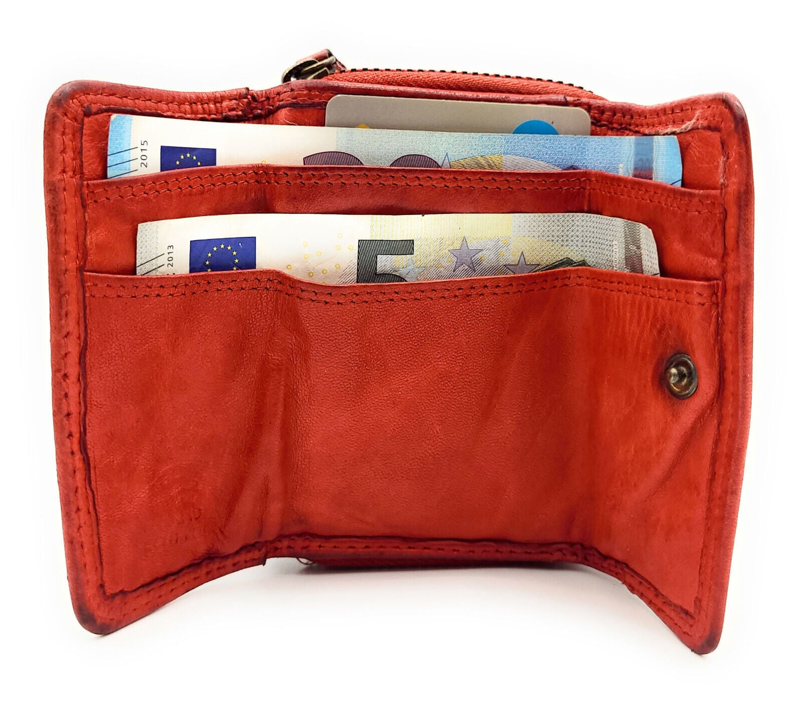 Hill Burry Mini echt Leder Damen Geldbörse Portemonnaie RFID Schutz Waschleder rot