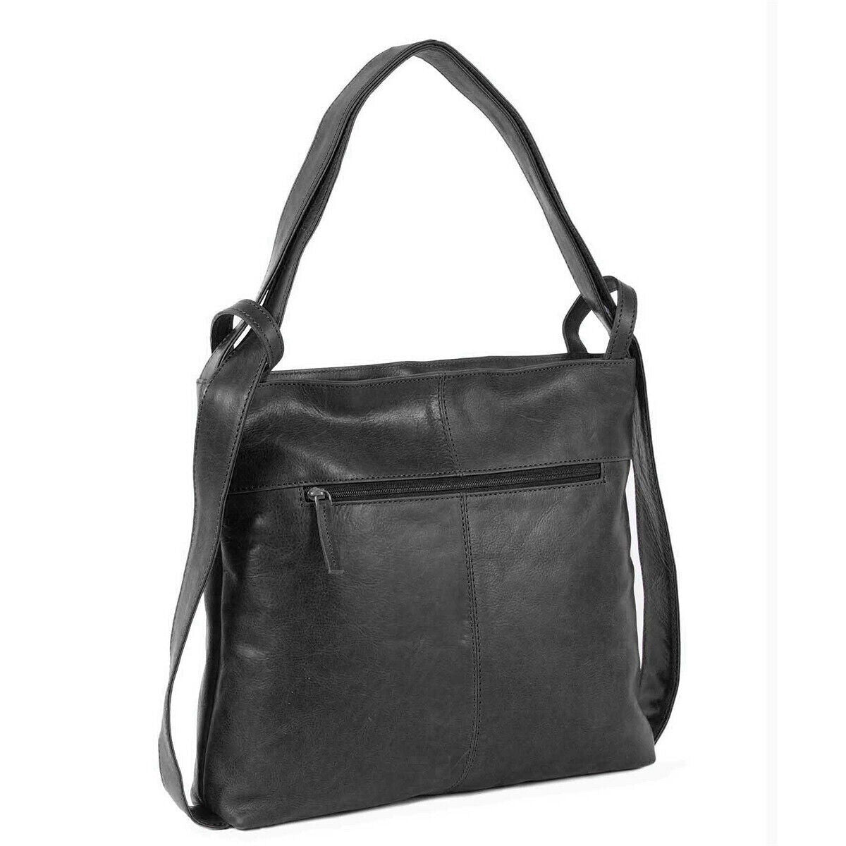 Justified Bags großer echt Leder Damen Shopper Handtasche Schultertasche Nynke vintage schwarz