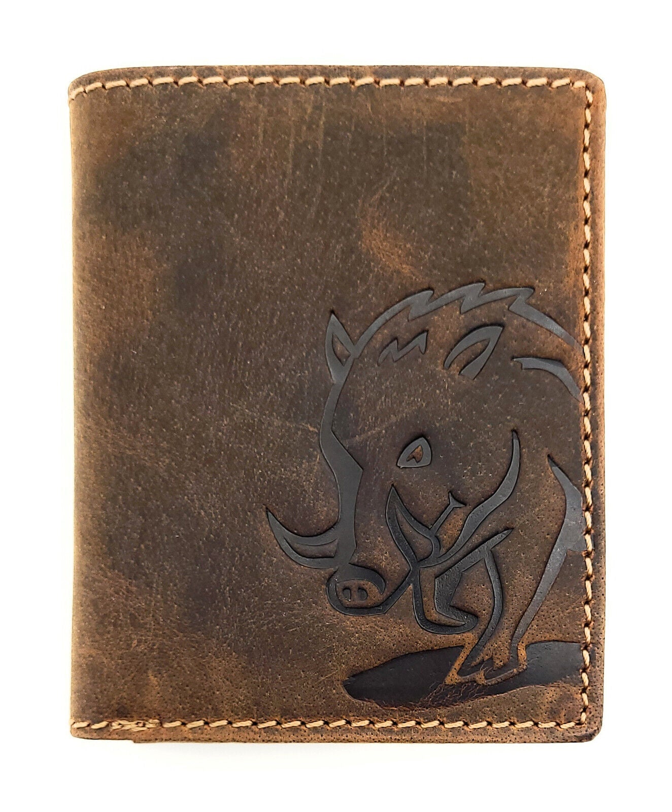 Jockey Club kleines echt Leder Portemonnaie Geldbörse Wildsau Wildschwein Eber