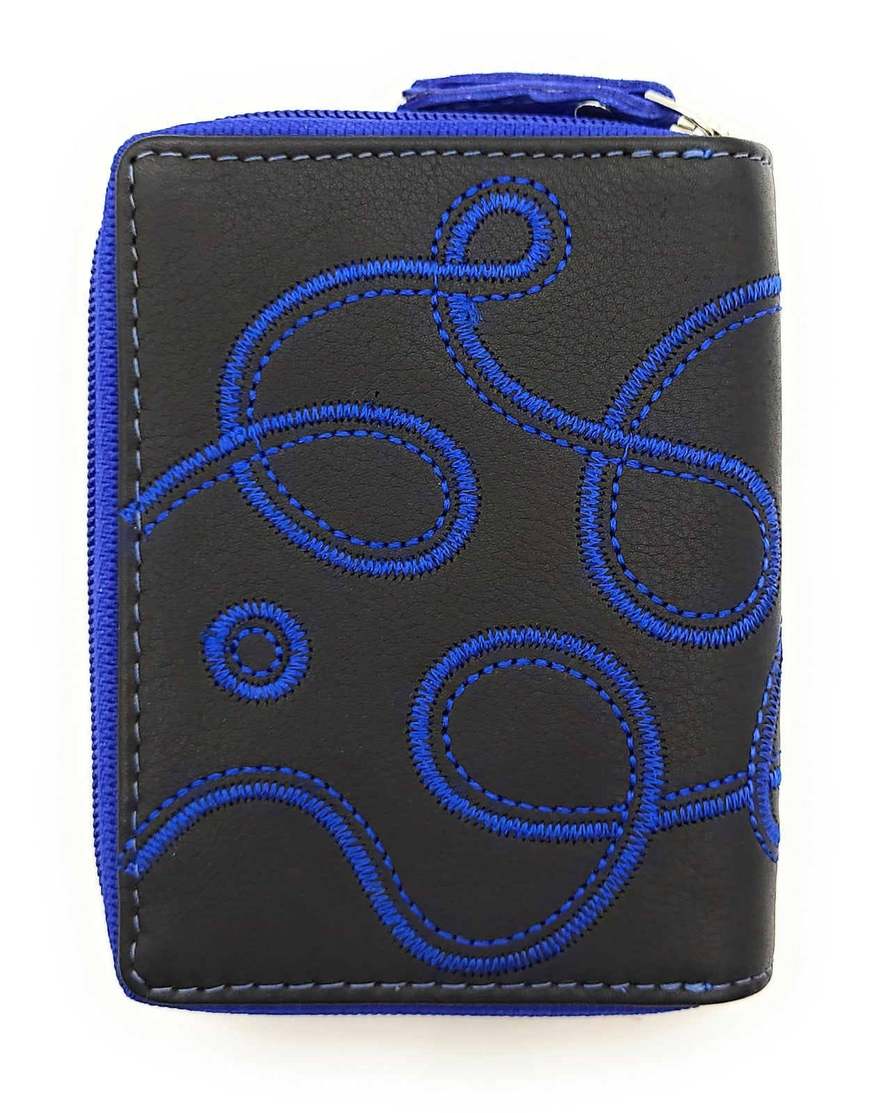 Jockey Club Damen Geldbörse Loop RFID Schutz - Echt Leder Klein Schwarz Royalblau