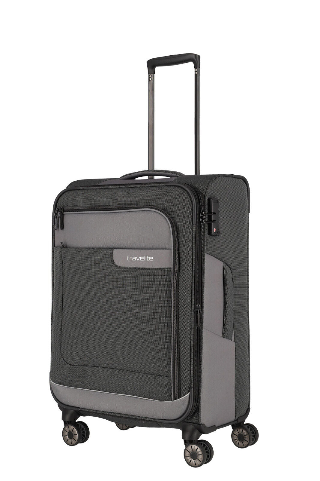 Travelite VIIA Reisekoffer M Trolley Koffer 67cm 4 Rad / Rollen Dehnfalte TSA schiefer