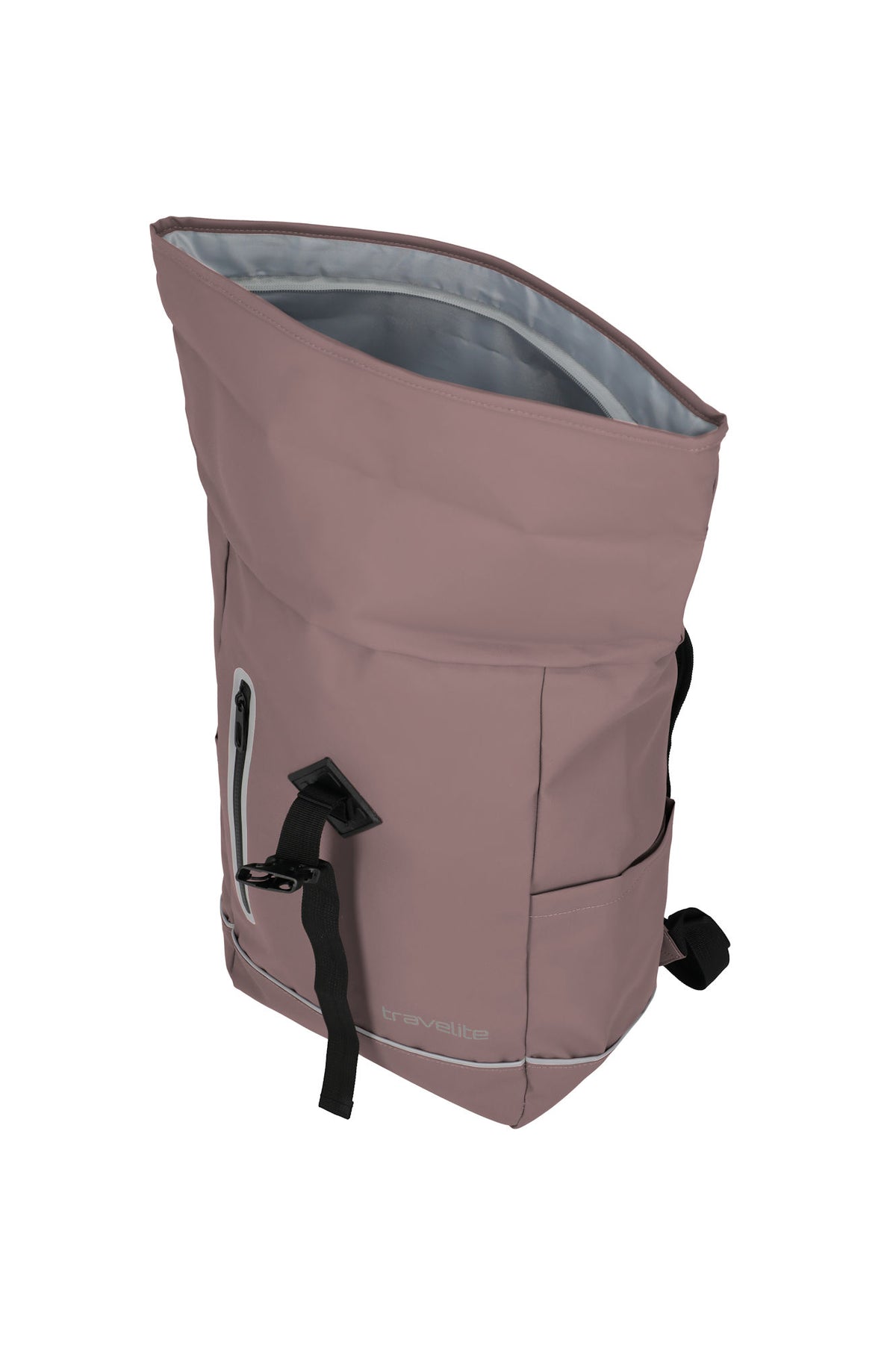 Travelite Rollup Fahrrad Rucksack Kurierrucksack Daypack aus wasserfester Plane mit Reflektoren blush rosa