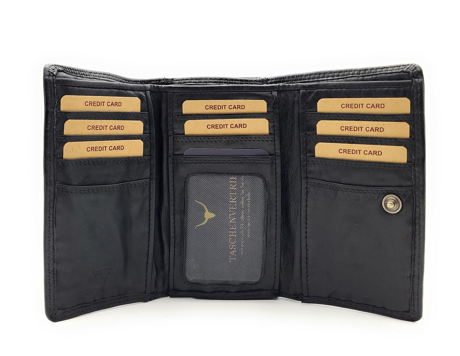 Hill Burry echt Leder Damen Geldbörse Portemonnaie mit RFID Schutz gewaschenes Rindleder schwarz