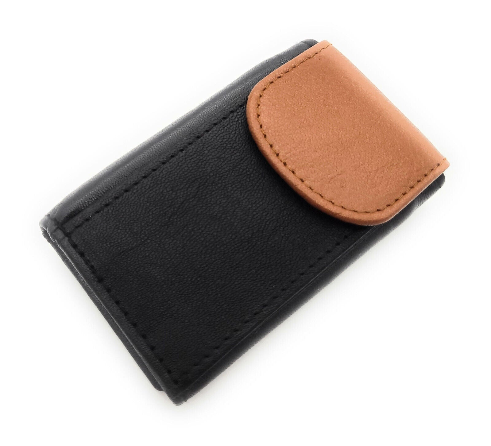 Lemasi echt Leder Mini Geldbörse Portemonnaie Schlüsseletui Wickelbörse schwarz braun