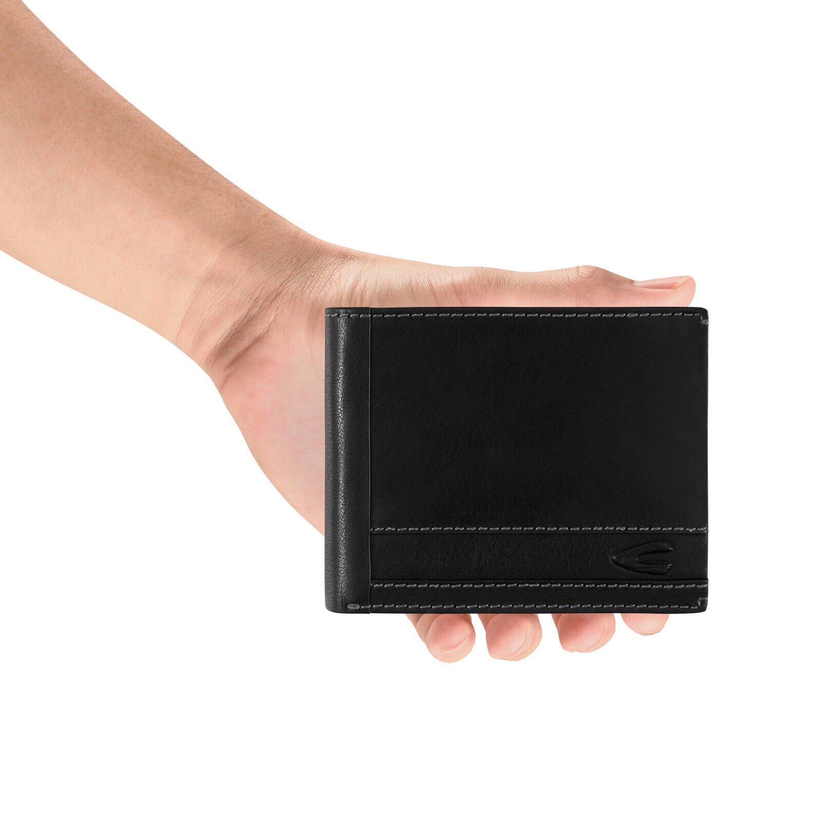 camel active Leder Geldbörse FIELD – RFID-Schutz, Tracking-Tag-Fach, Karten Organisation, schwarz