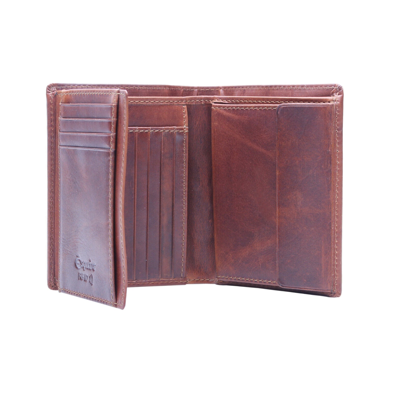 Esquire echt Leder Geldbörse Portemonnaie mit RFID Schutz "Dallas" braun