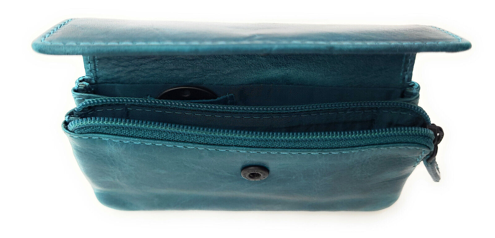 Jockey Club echt Leder Mikro Geldbörse Schlüsseletui gewachstes Rindleder petrol